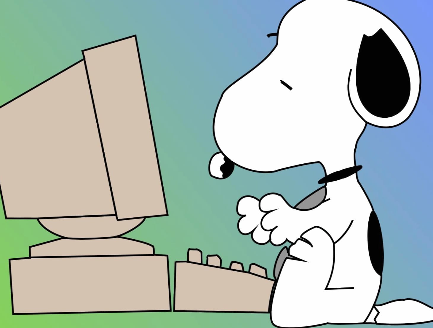 Snoopy at the Computer - Peanuts wallpapers HD quality