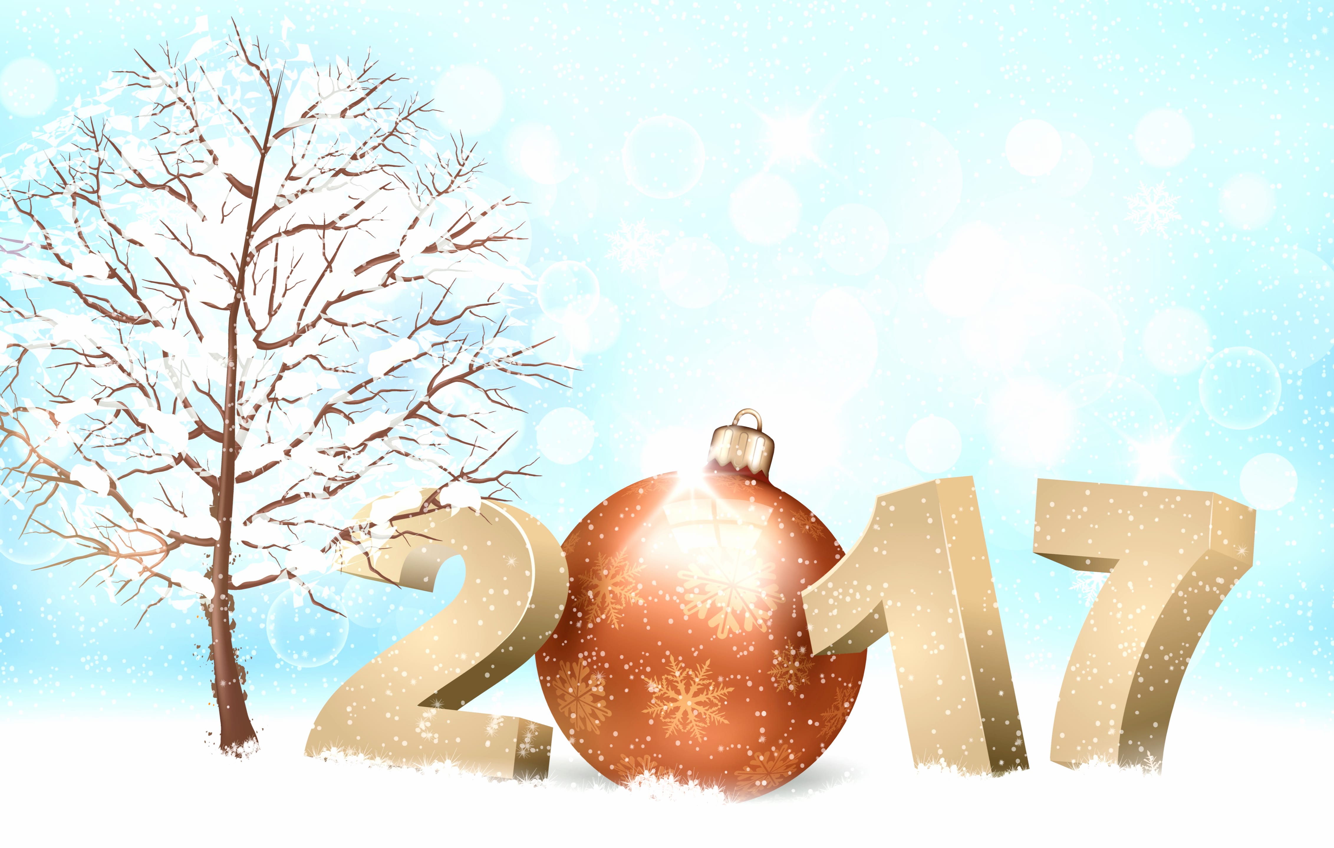 Snow Tree Winter New Year Holiday New Year 2017 wallpapers HD quality