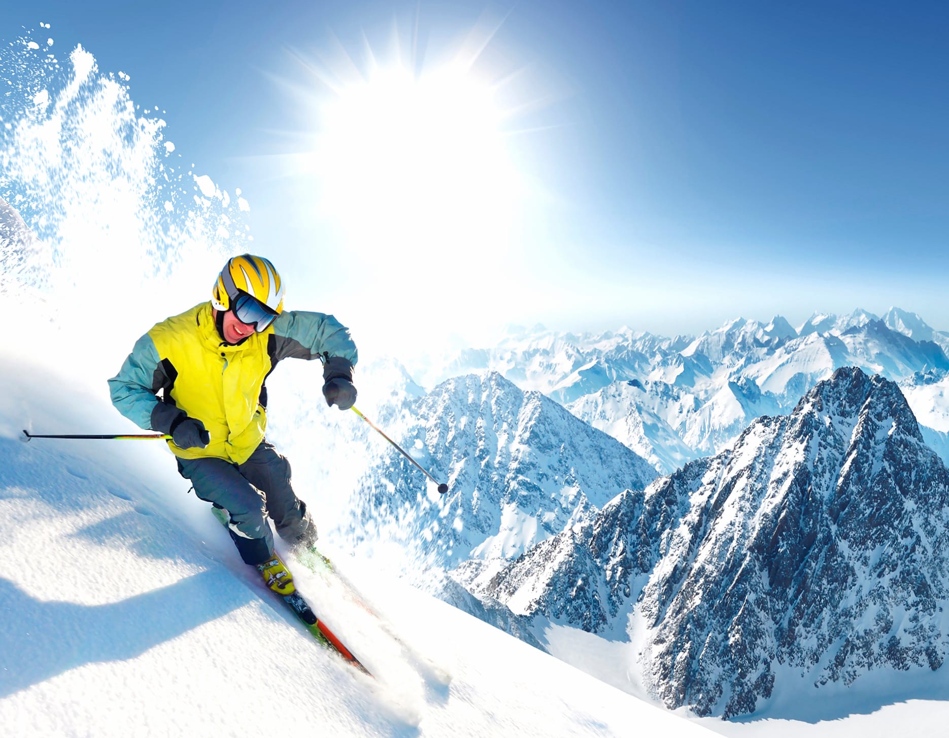 Snow Winter Sun Mountain Skiing Sports wallpapers HD quality