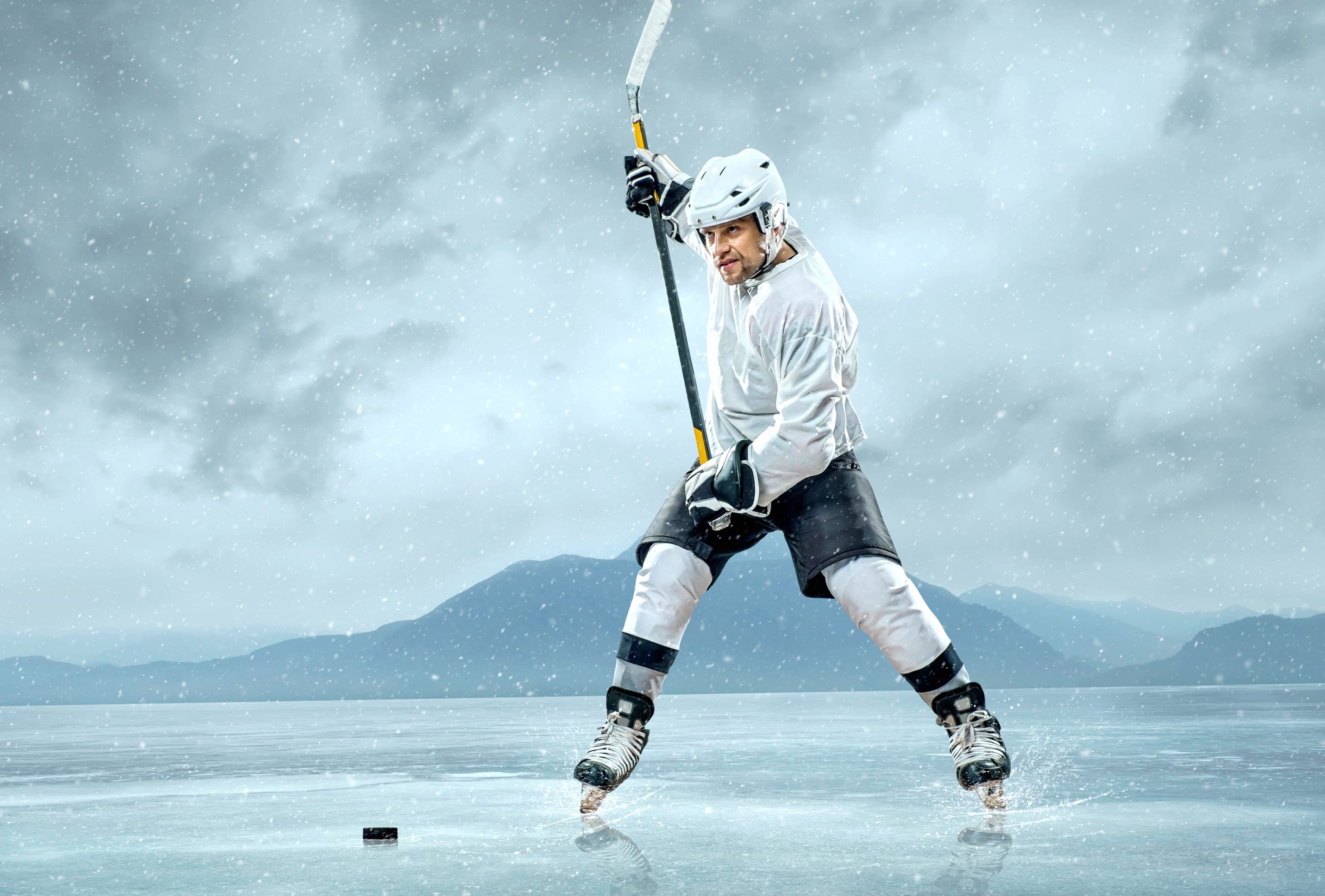 Snowfall Ice Lake Hockey Sports wallpapers HD quality