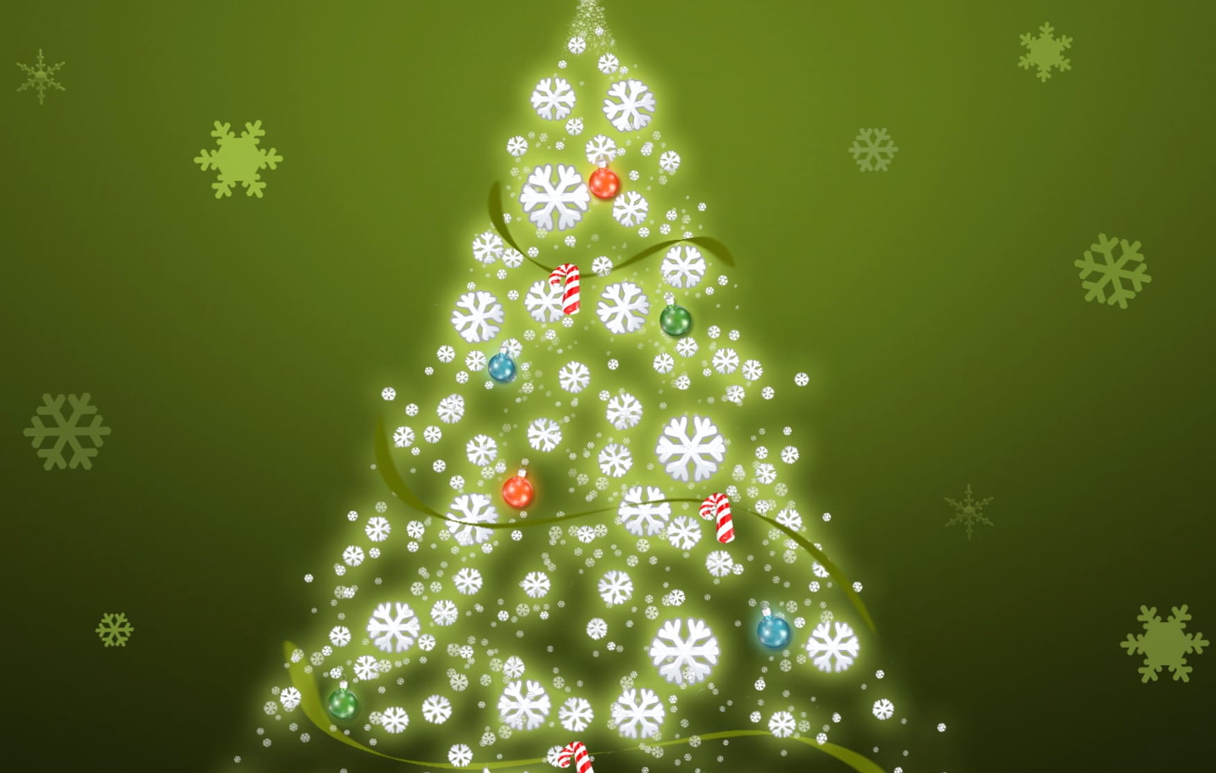 Snowflake Green Christmas Tree Holiday Christmas wallpapers HD quality