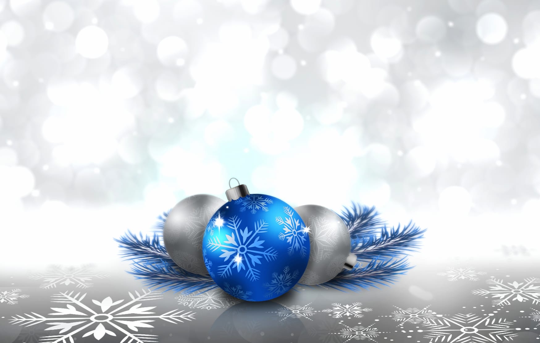 Snowflake Silver Blue Christmas Ornaments Holiday Christmas wallpapers HD quality