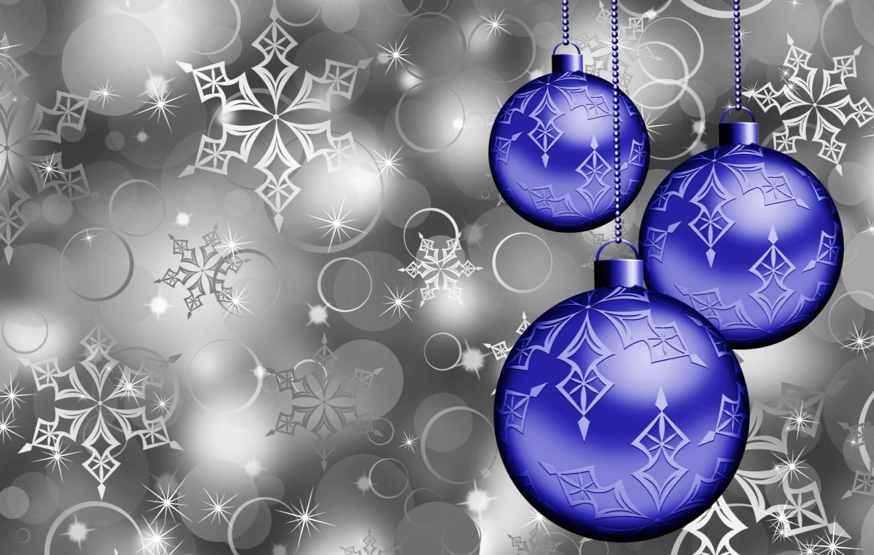 Snowflake Sparkles Silver Blue Christmas Ornaments Holiday Christmas wallpapers HD quality