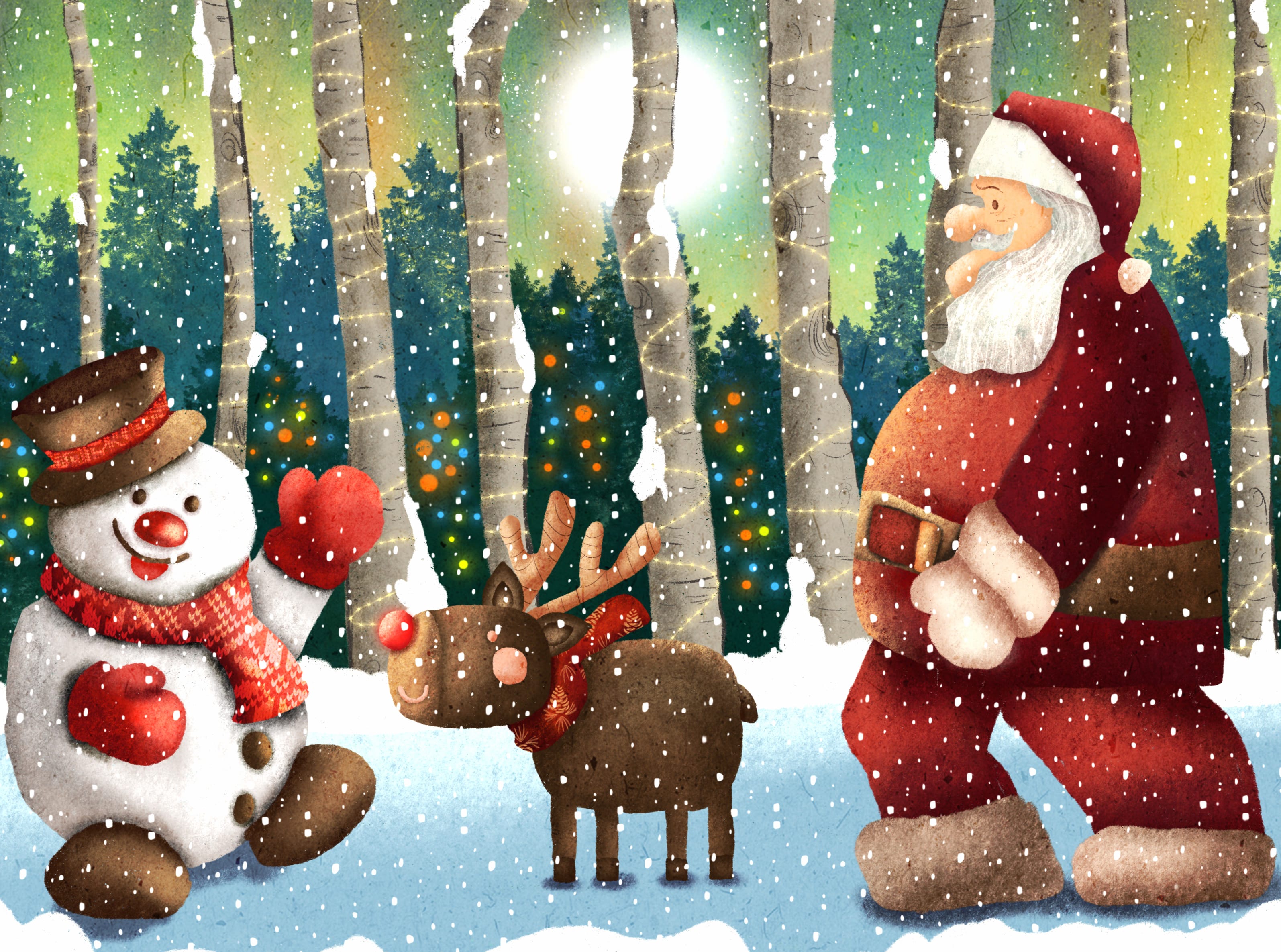 Snowman Reindeer Santa Holiday Christmas wallpapers HD quality