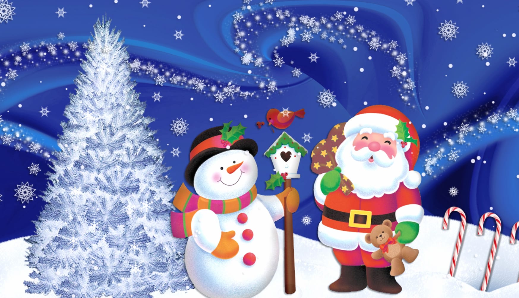 Snowman Santa Holiday Christmas wallpapers HD quality