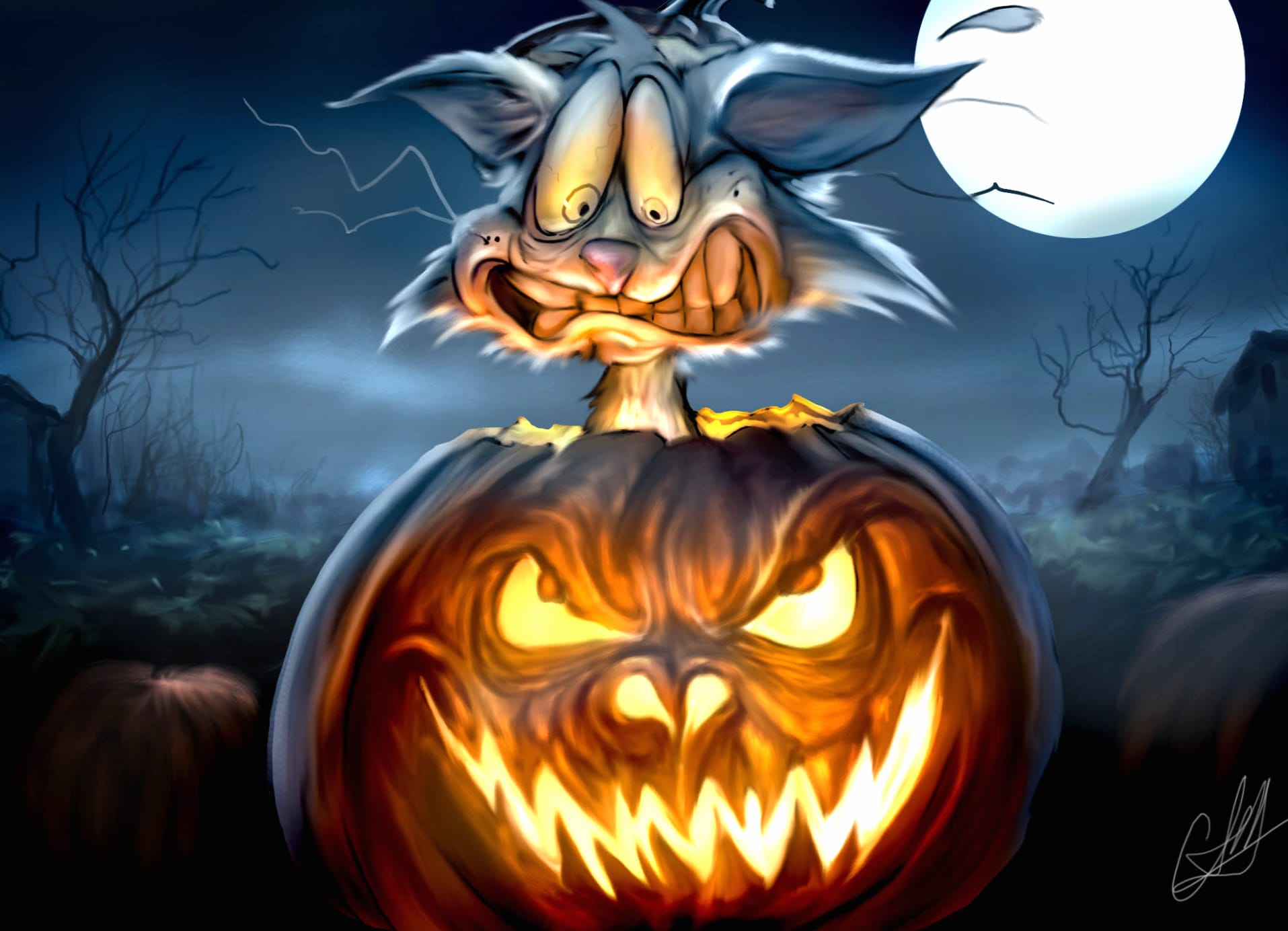 Spooky Bunny Halloween at 2048 x 2048 iPad size wallpapers HD quality