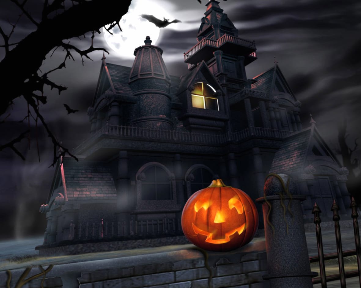 Spooky Halloween Castle at 640 x 1136 iPhone 5 size wallpapers HD quality