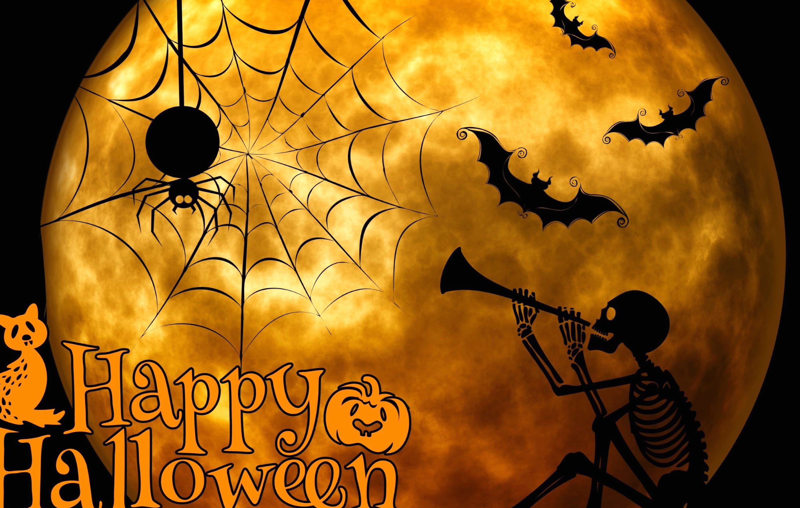 Spooky Skeletons and Bats HD Halloween Wallpaper at 1024 x 768 size wallpapers HD quality