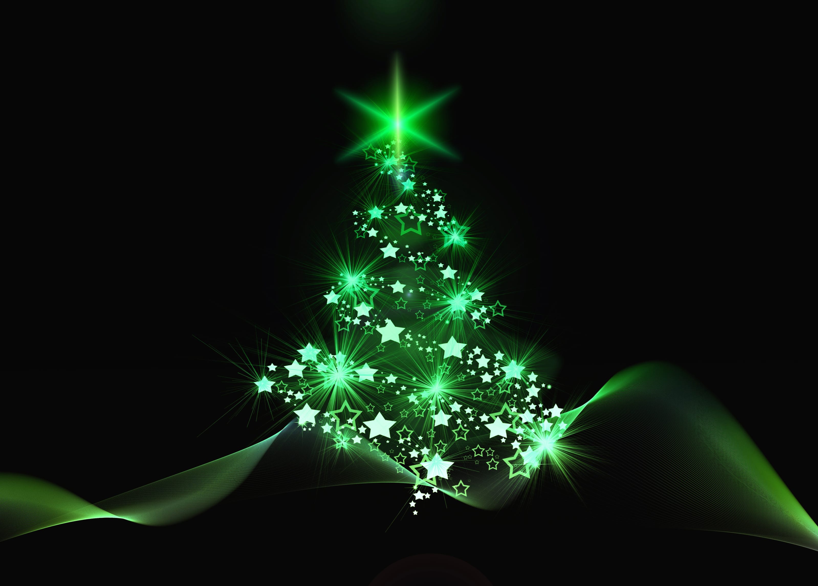 Star Green Christmas Tree Holiday Christmas wallpapers HD quality