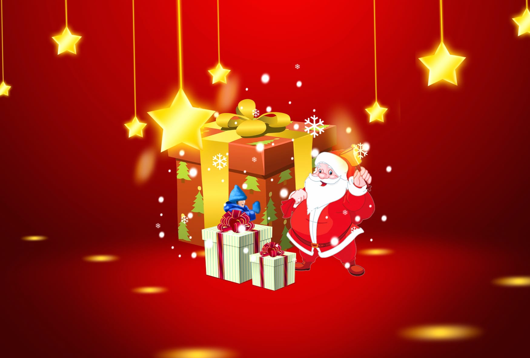 Star Red Gift Santa Holiday Christmas at 1536 x 864 HD size wallpapers HD quality