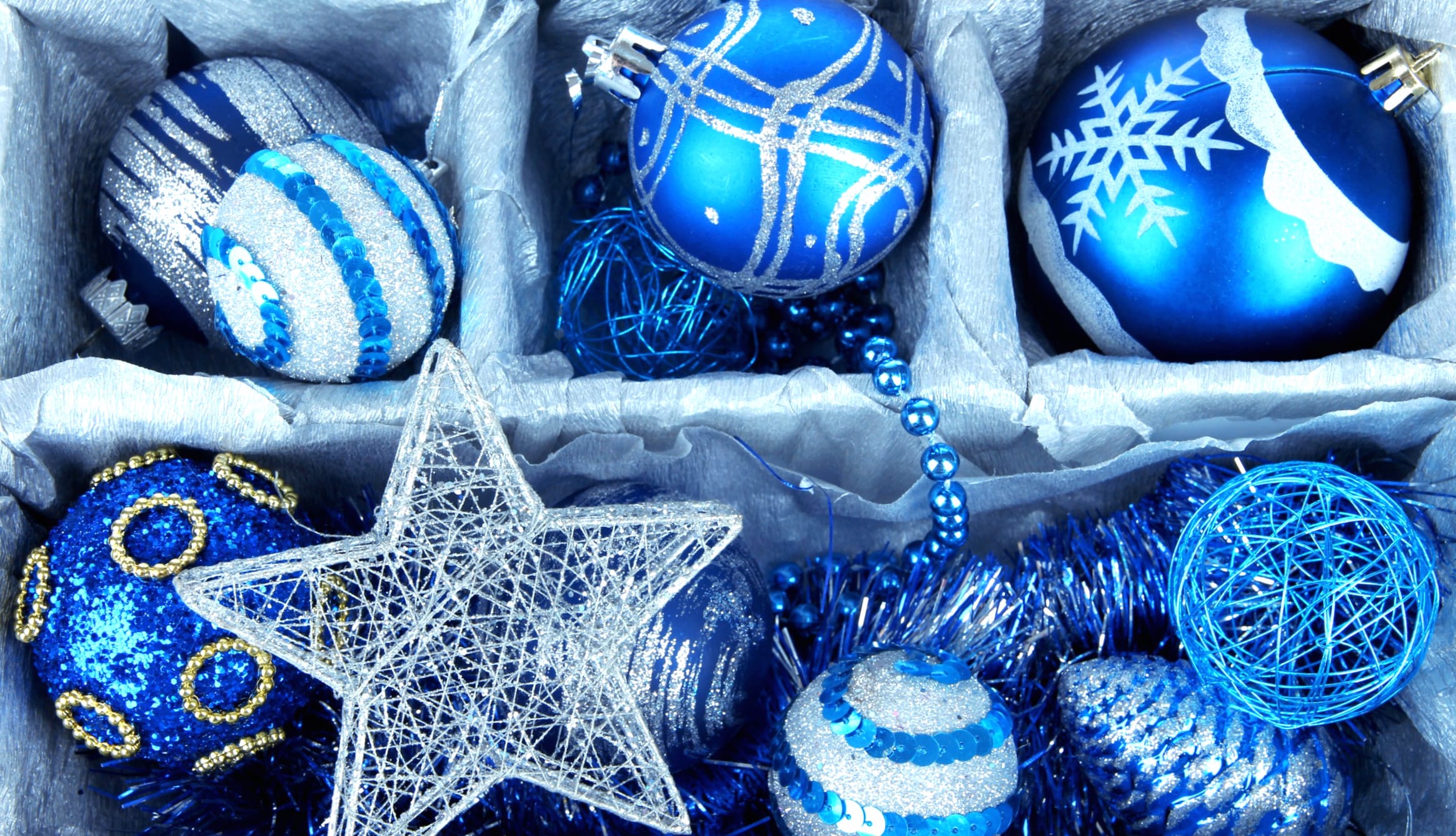 Star Silver Blue Christmas Ornaments Holiday Christmas wallpapers HD quality