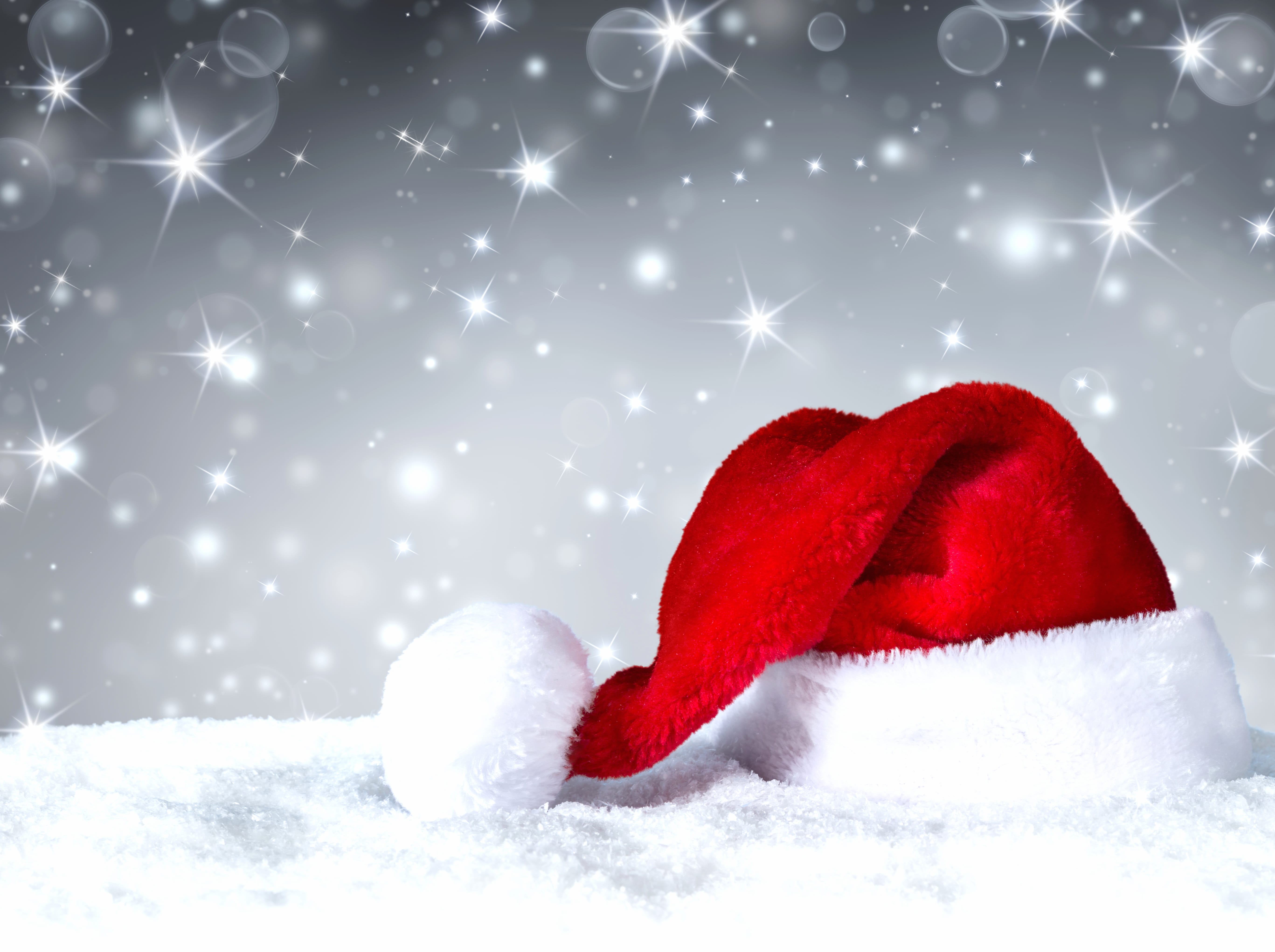 Star Snow Santa Hat Holiday Christmas wallpapers HD quality