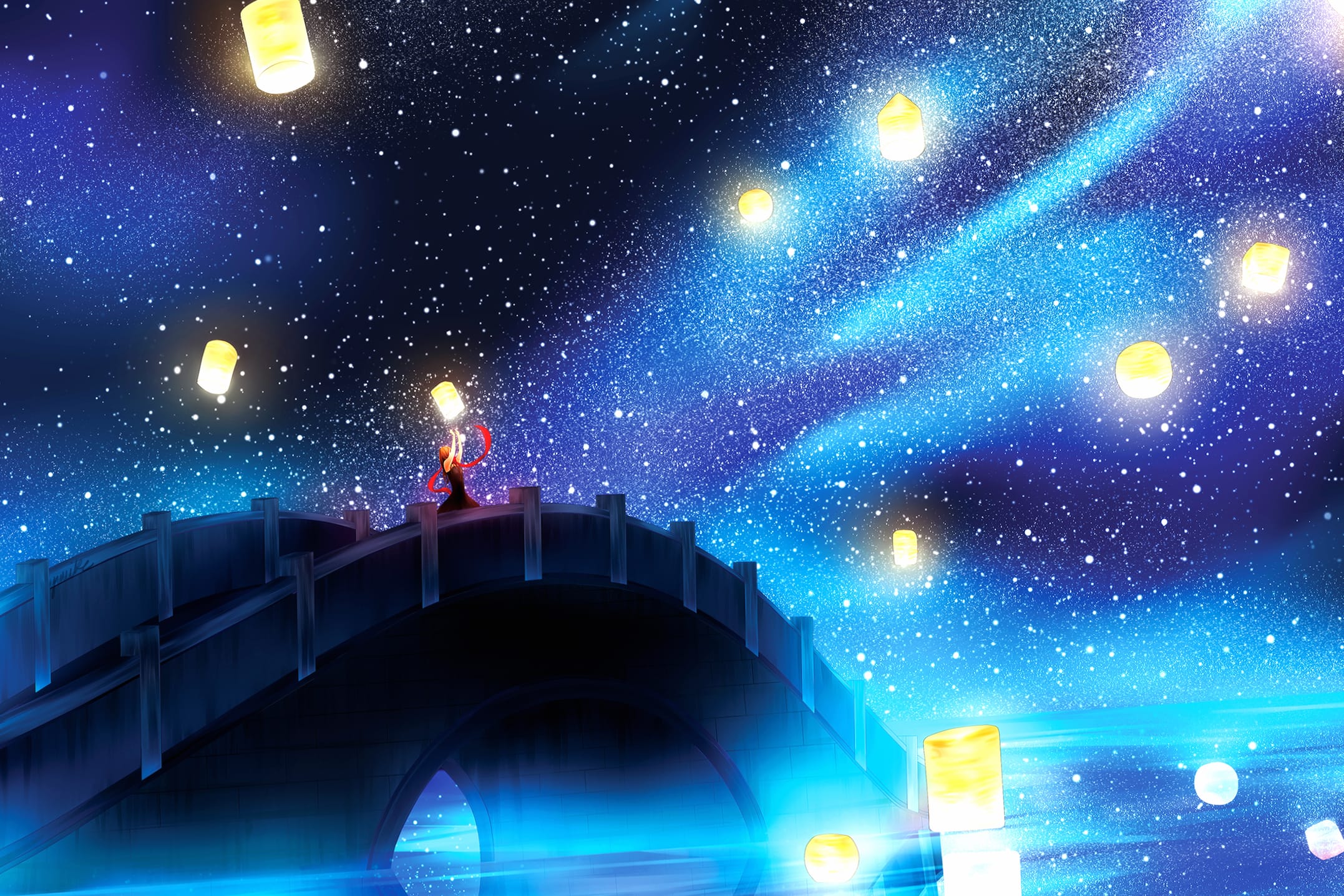 Starlit Bridge Fantasy wallpapers HD quality