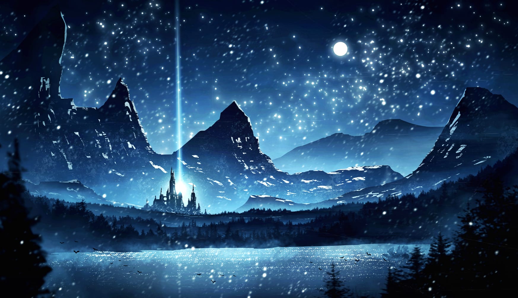 Starlit Mountain Lake Fantasy wallpapers HD quality