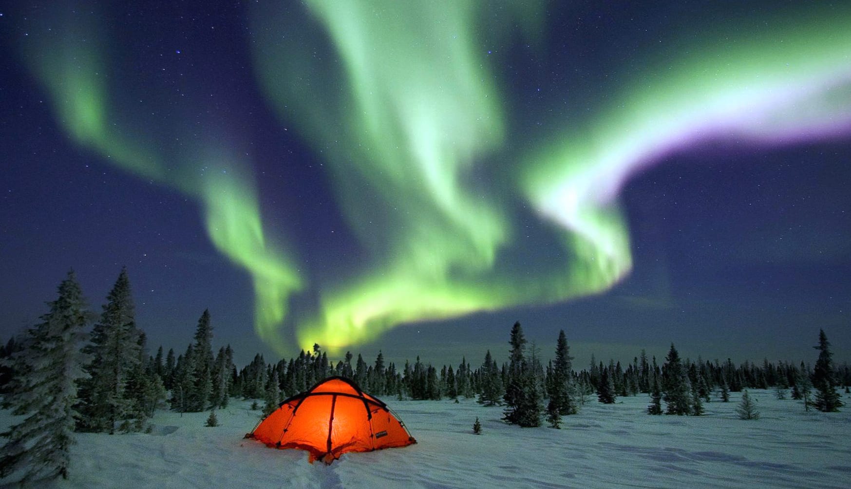 Starlit Winter Camping with Aurora Borealis Magic wallpapers HD quality