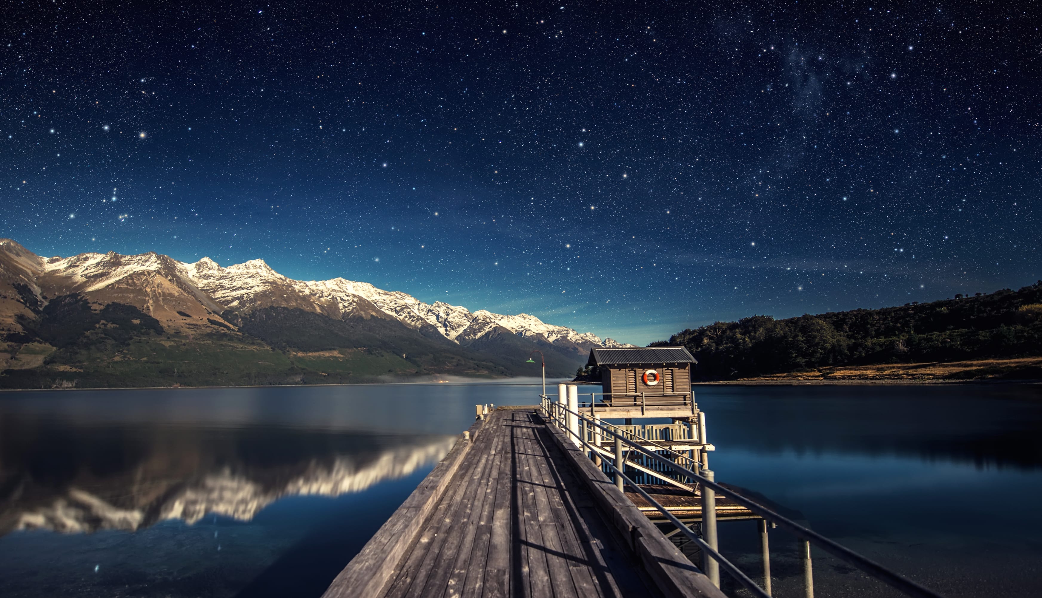 Starry Pier Reflection - at 750 x 1334 iPhone 6 size wallpapers HD quality