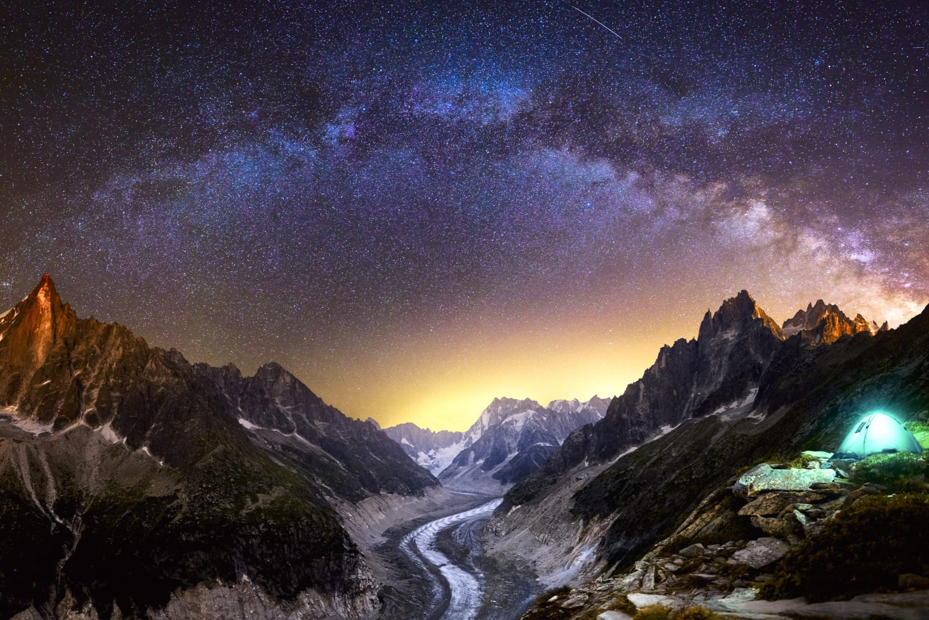 Starry Sky Star Night Mountain Landscape Nature Photography Camping at 320 x 480 iPhone size wallpapers HD quality