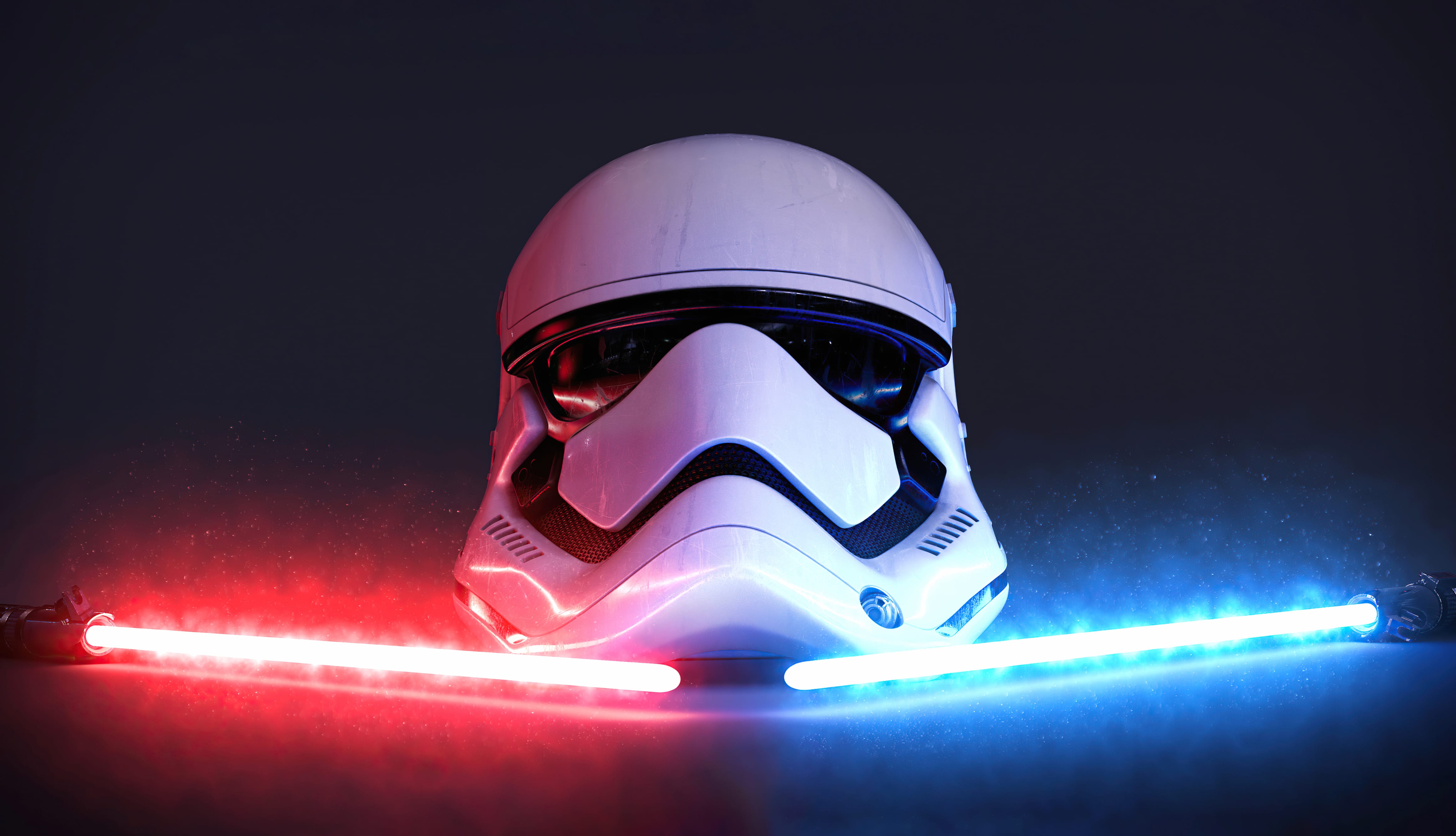 Stormtrooper Helmet with Lightsabers wallpapers HD quality