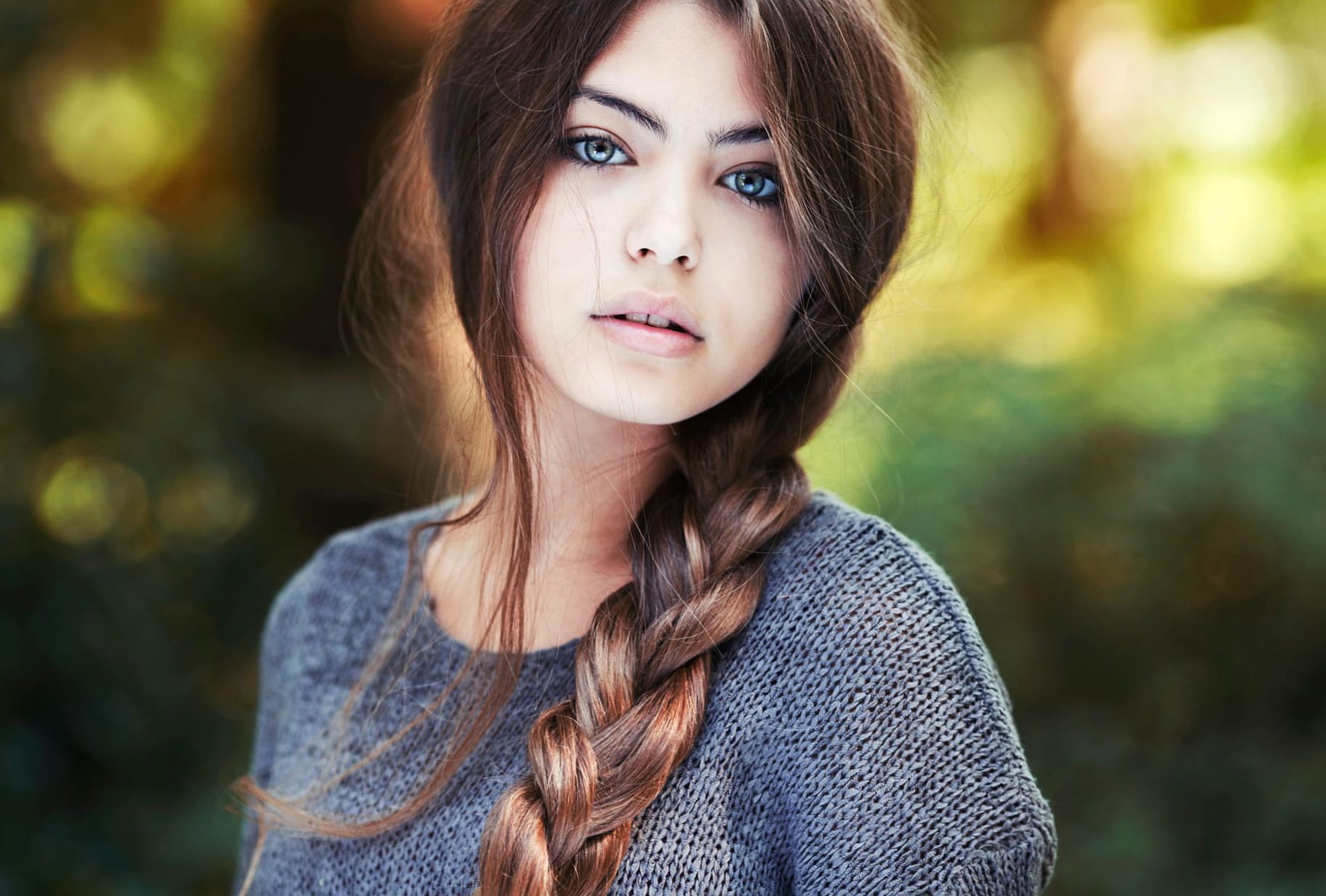 Stunning Brunette with Braid - wallpapers HD quality