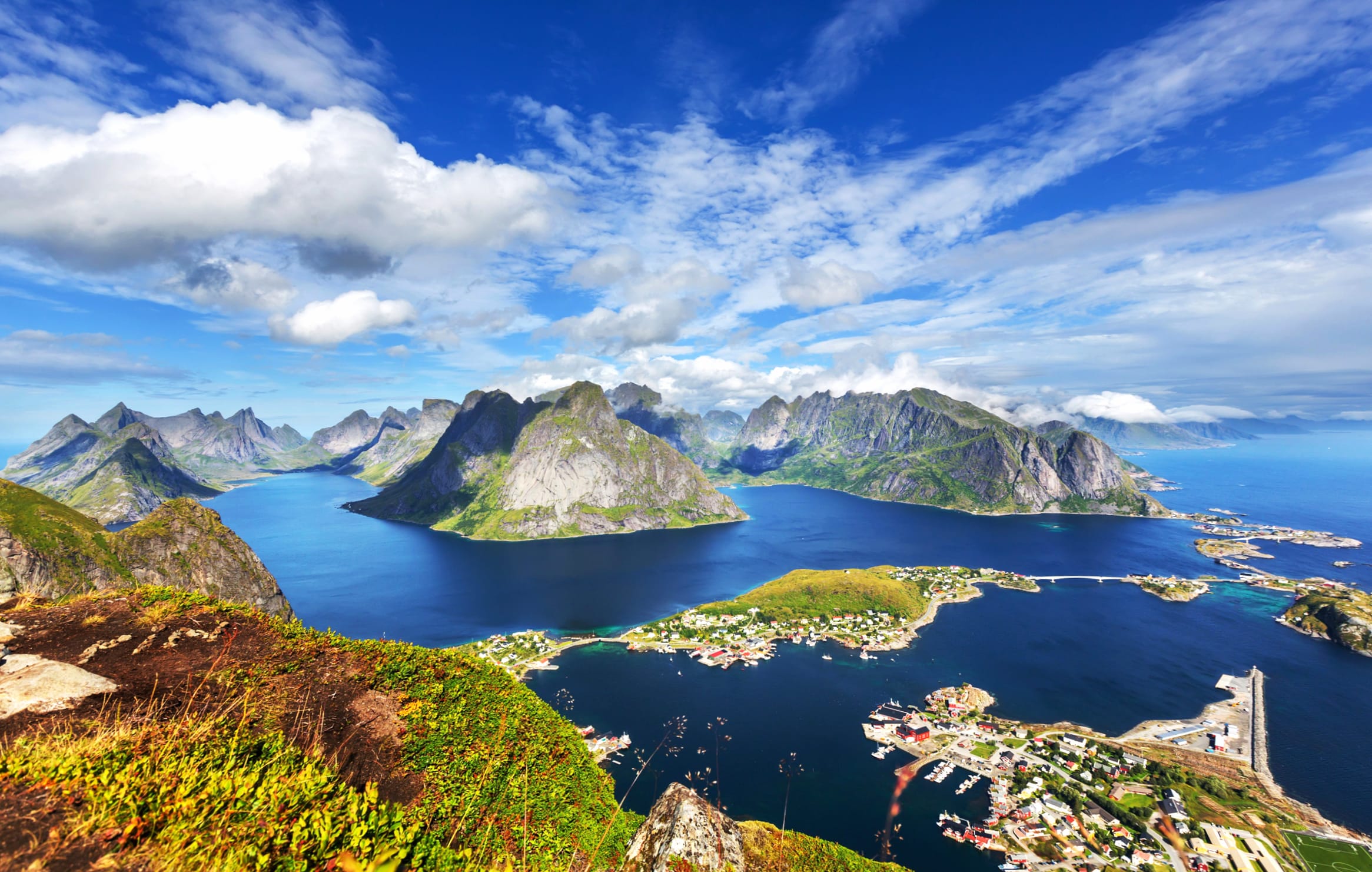 Stunning Reine Aerial Landscape at 1334 x 750 iPhone 7 size wallpapers HD quality