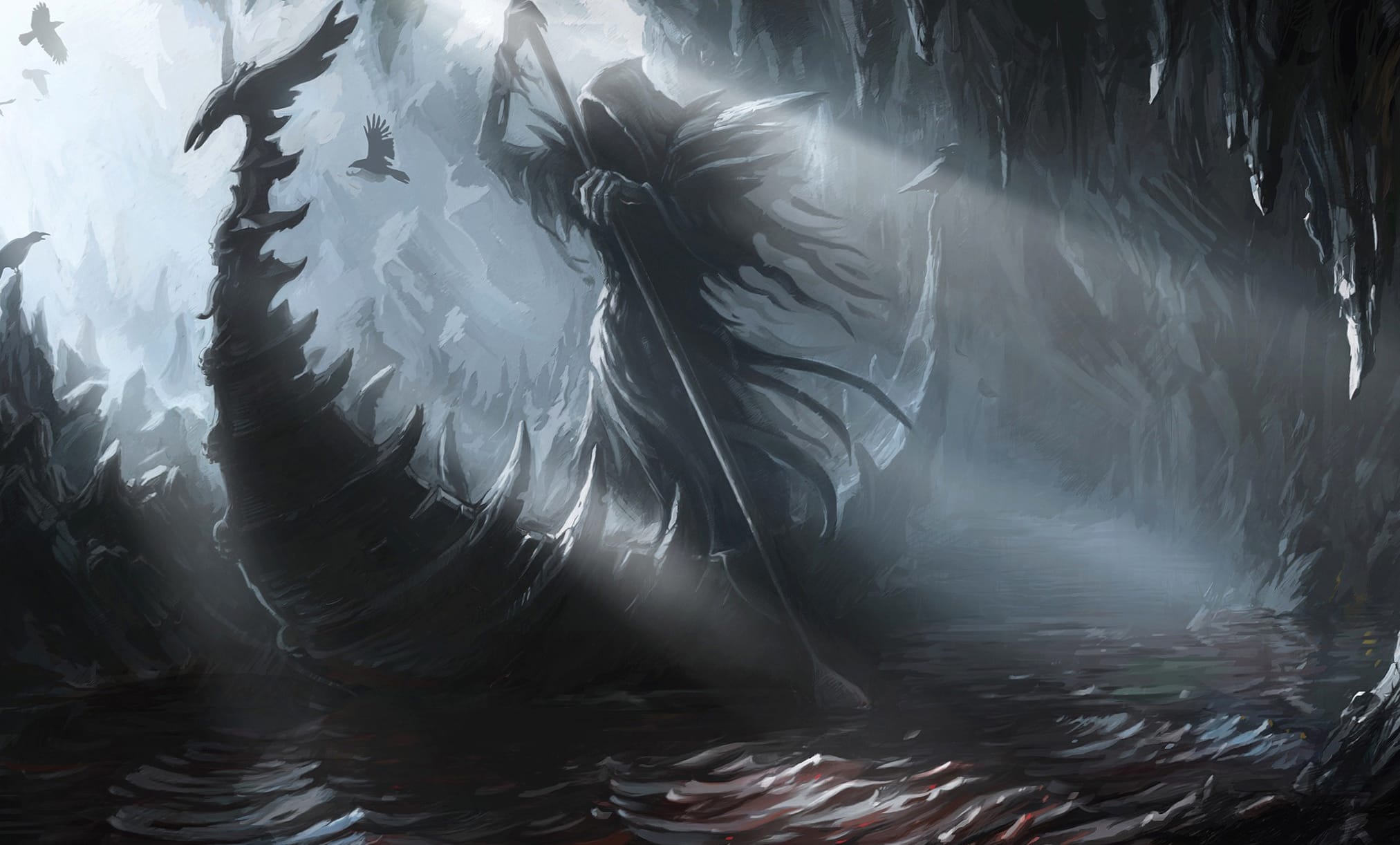 Styx Boat Cave Crow Dark Men wallpapers HD Styx Boat Cave Crow Dark Men wallpapers HD quality