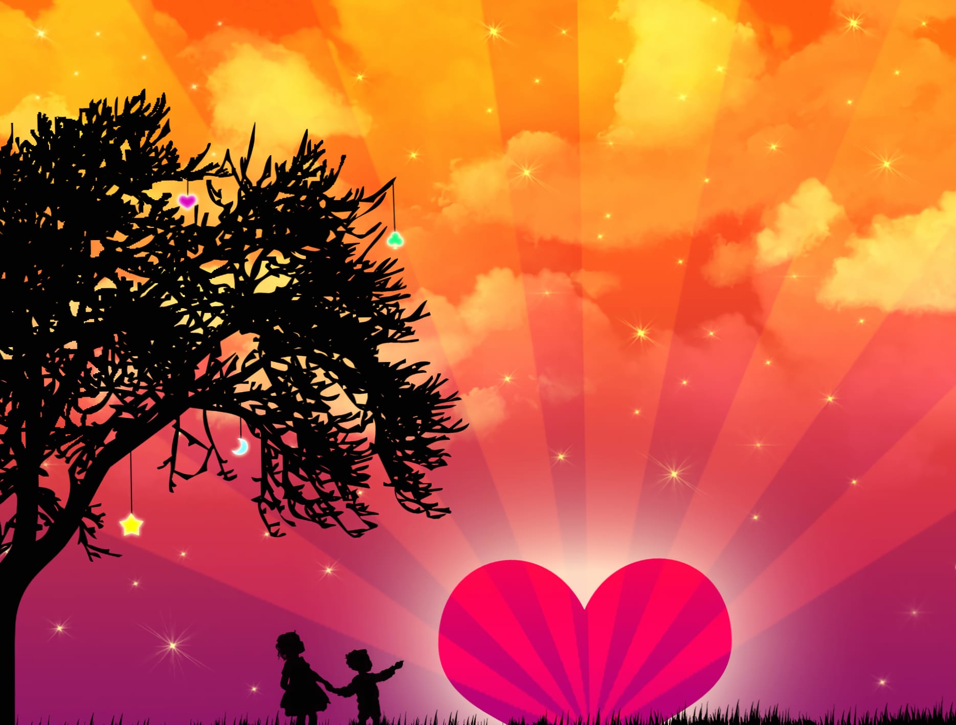 Sunset Love Artistic at 320 x 480 iPhone size wallpapers HD quality