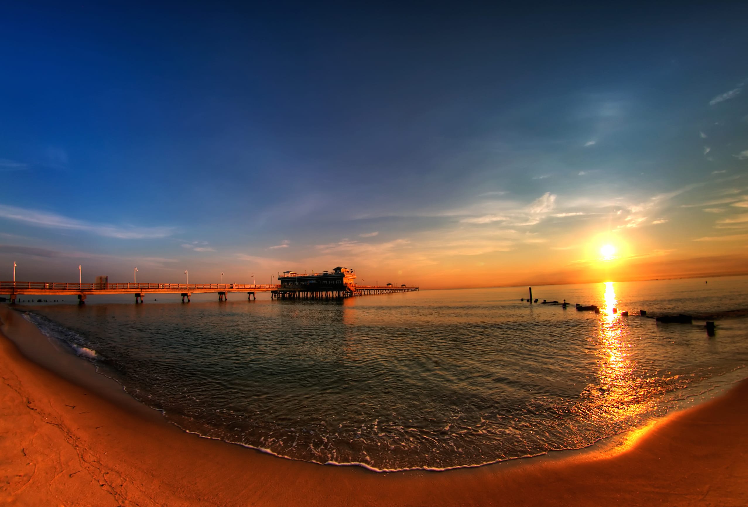 Sunset Over the Pier - HD Beach Wallpaper wallpapers HD quality