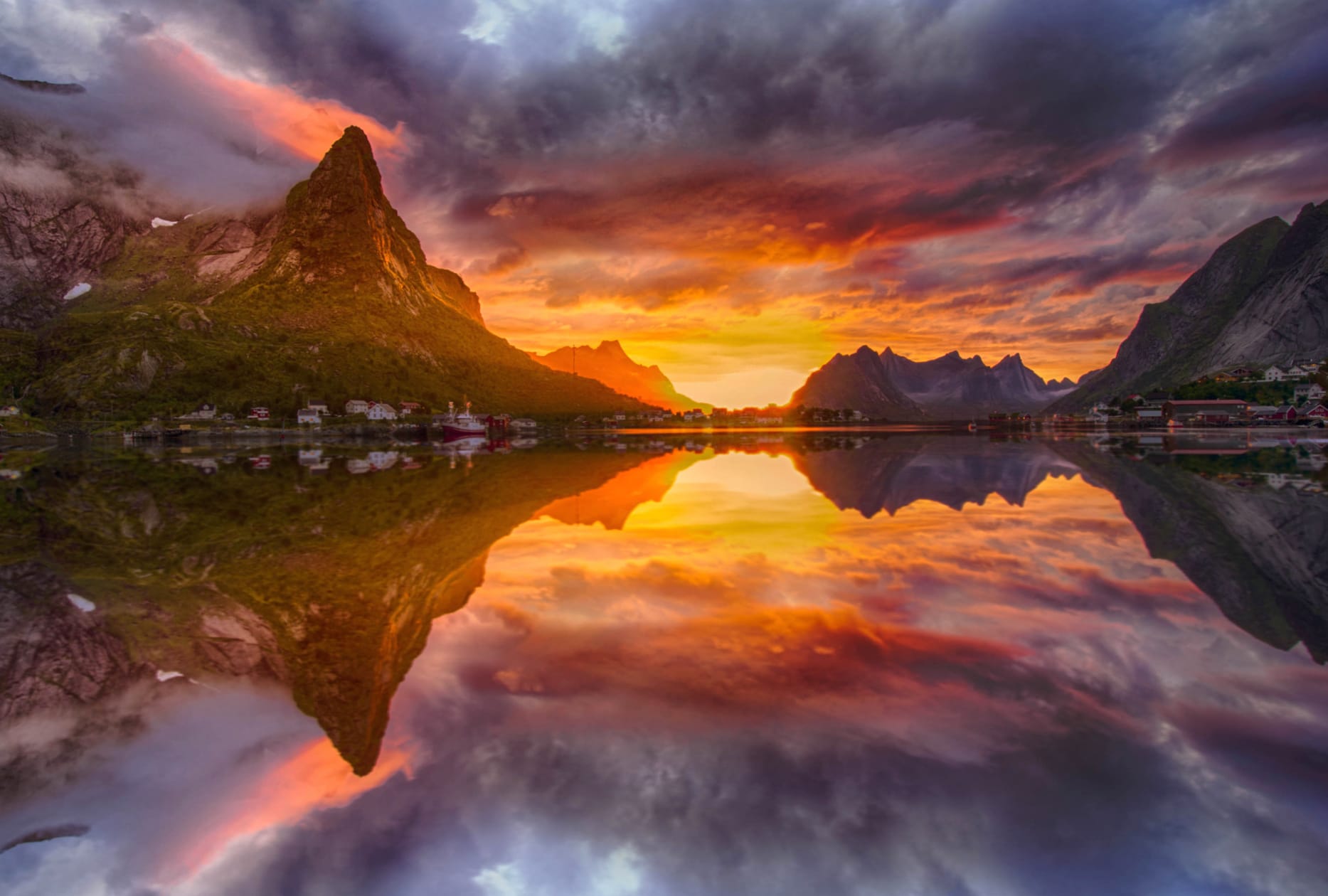 Sunset Reflection in Lofoten - wallpapers HD quality