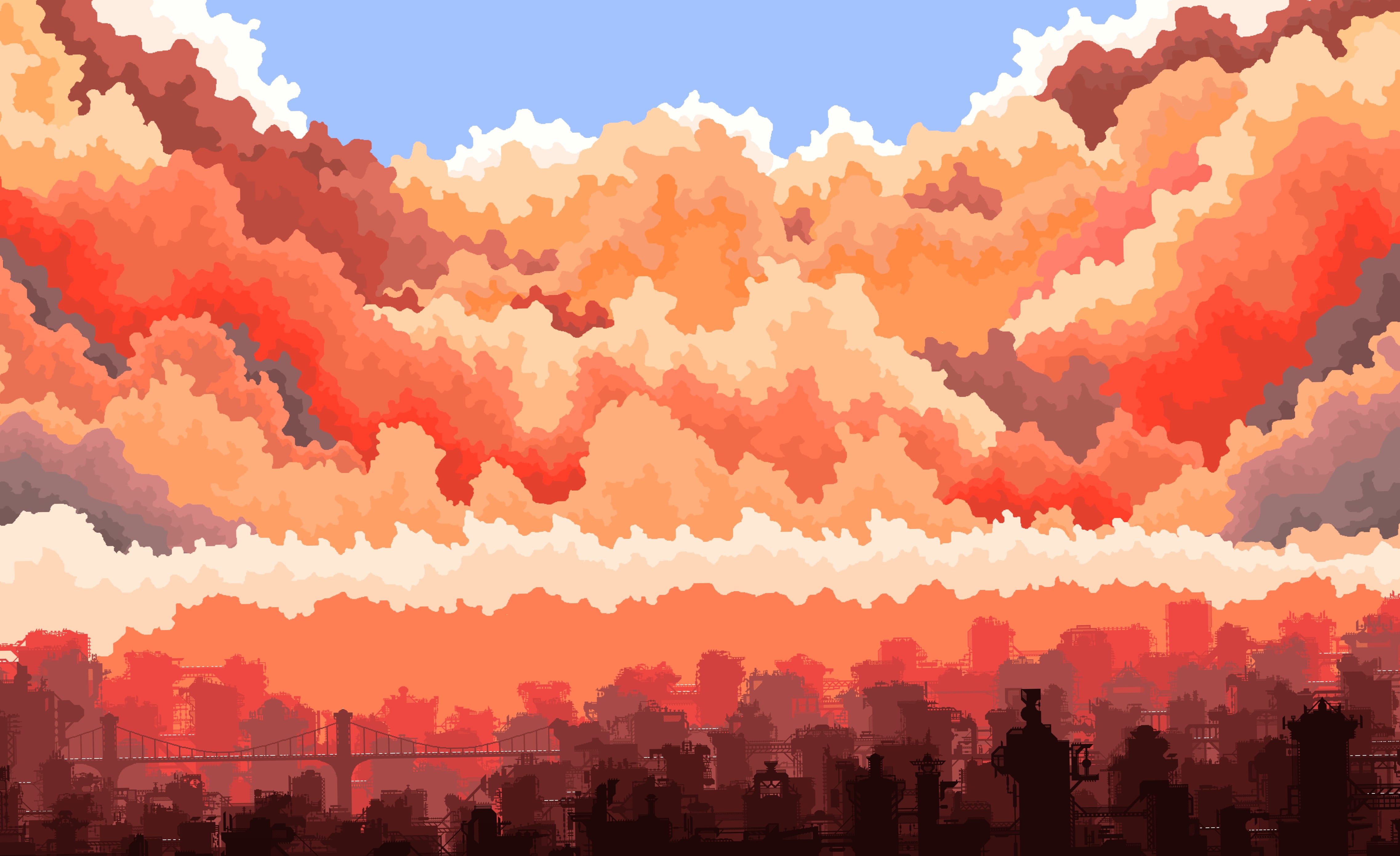 Sunset Skies HD Pixel Art Beauty wallpapers HD quality