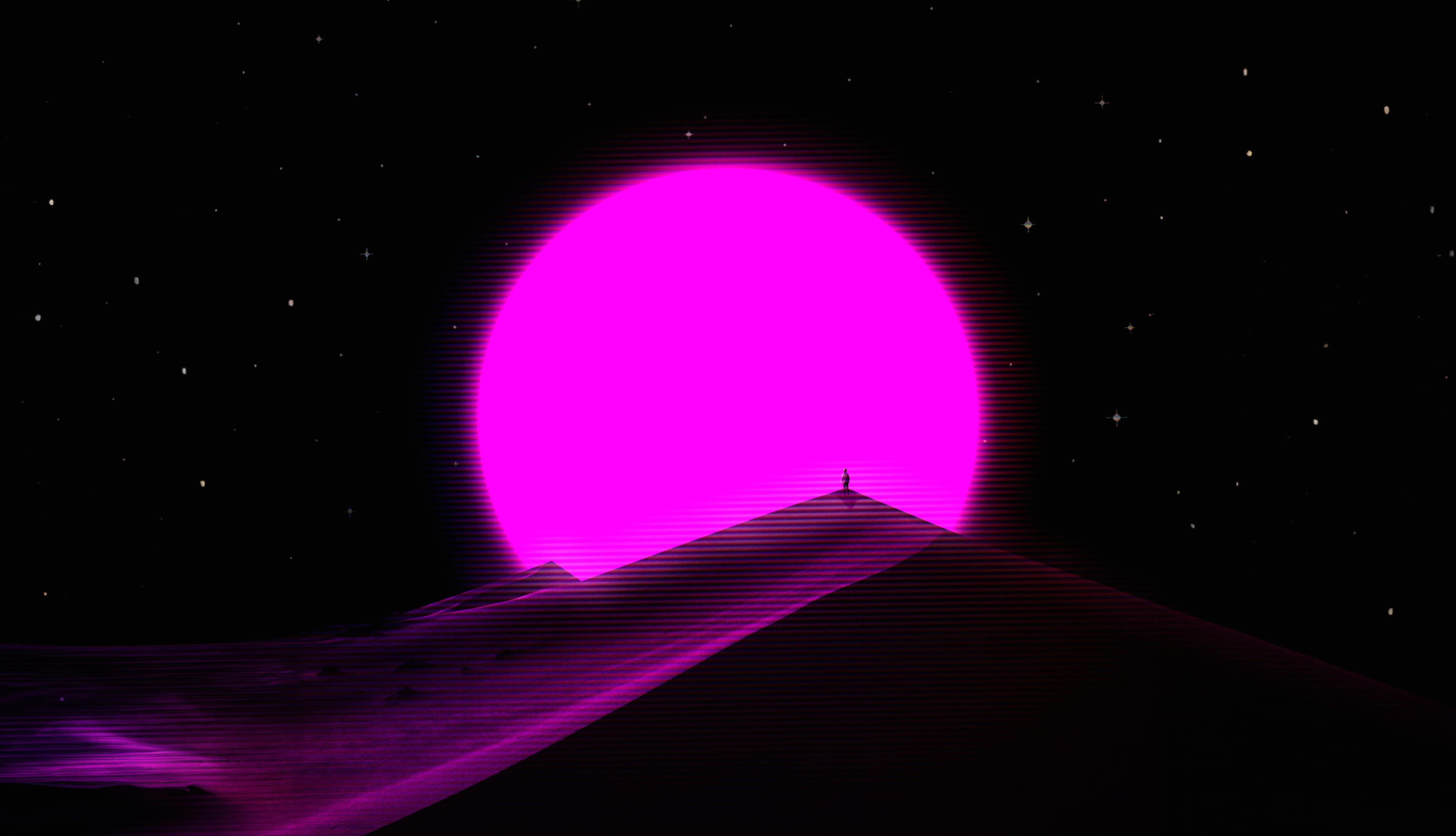 Synthwave Desert AMOLED at 2048 x 2048 iPad size wallpapers HD quality