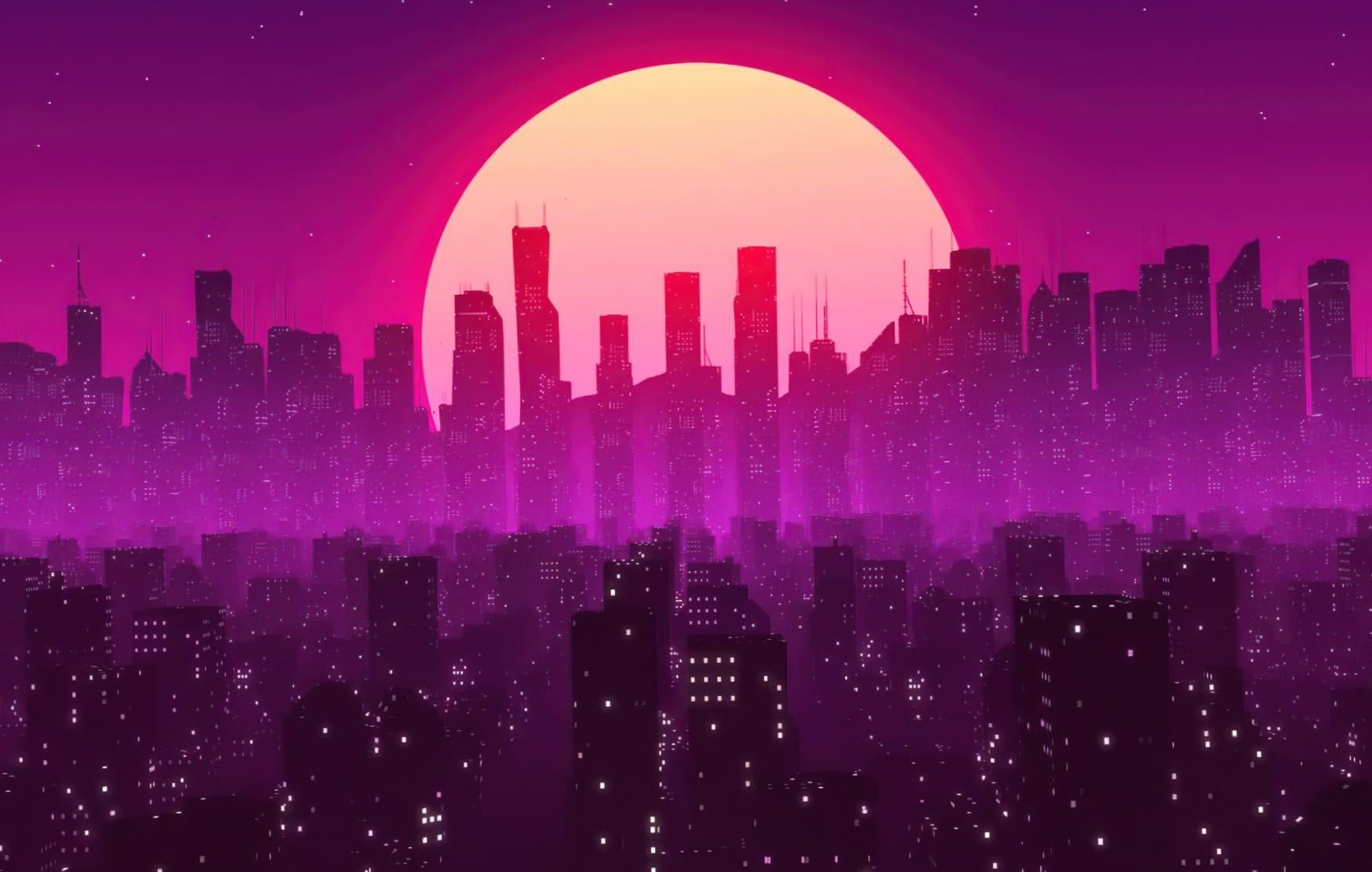 Synthwave Sunset City wallpapers HD quality