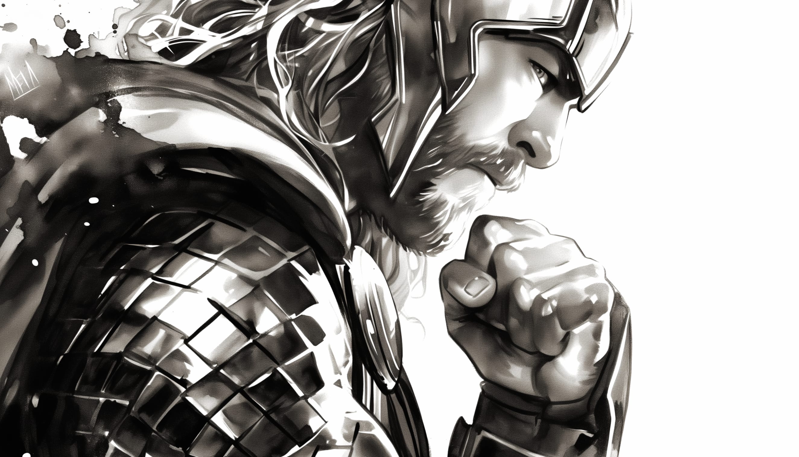 Thor Reflects - Black & White HD Comic Wallpaper wallpapers HD quality