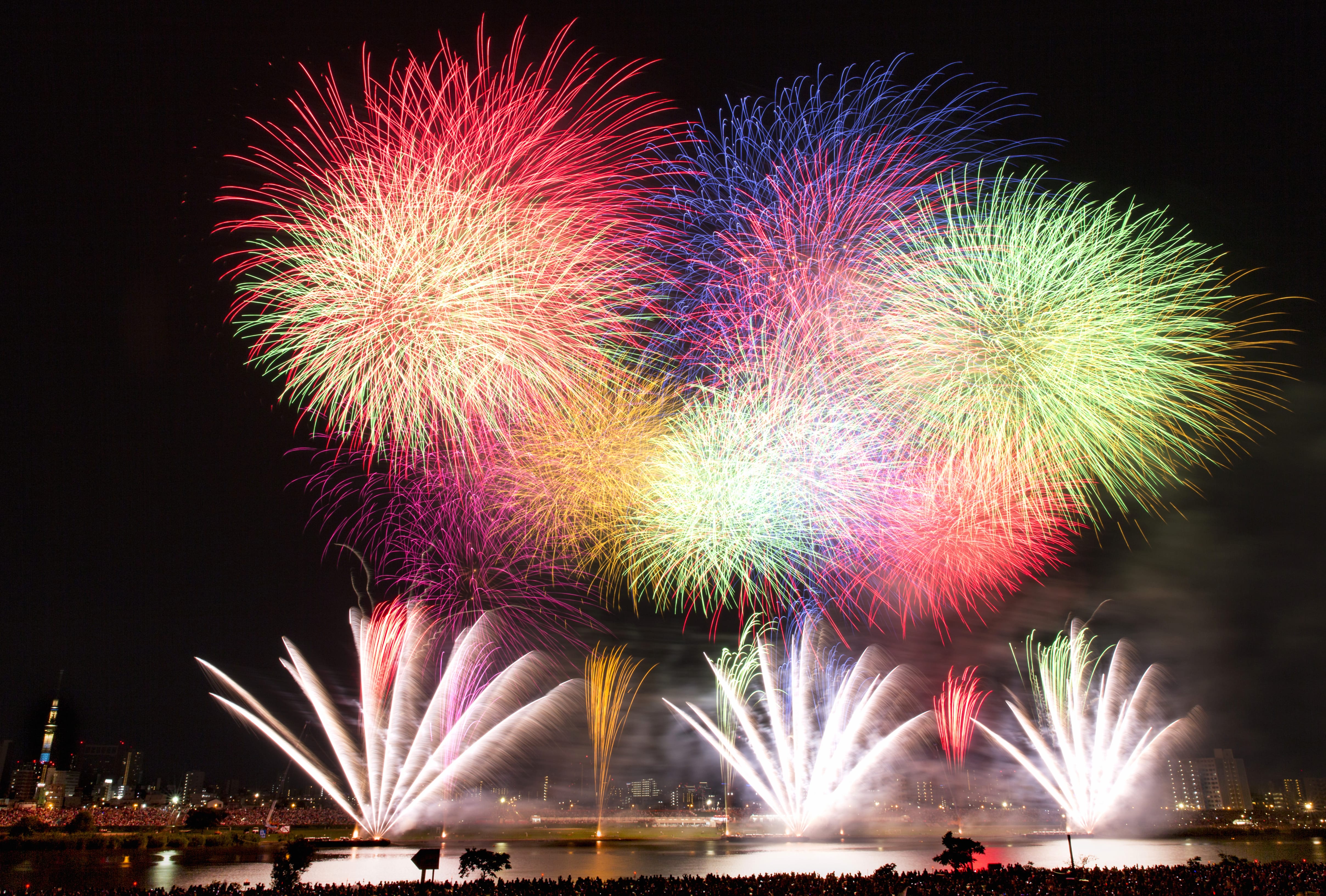 Tokyo Japan Crowd Light Night Photography Fireworks wallpapers HD quality