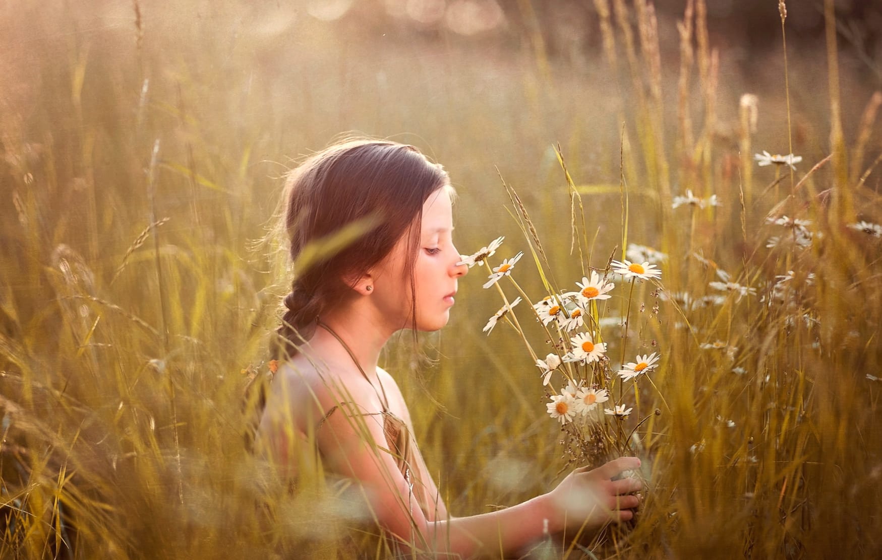 Tranquil Moments Woman in Meadow at 1920 x 1080 HD size wallpapers HD quality