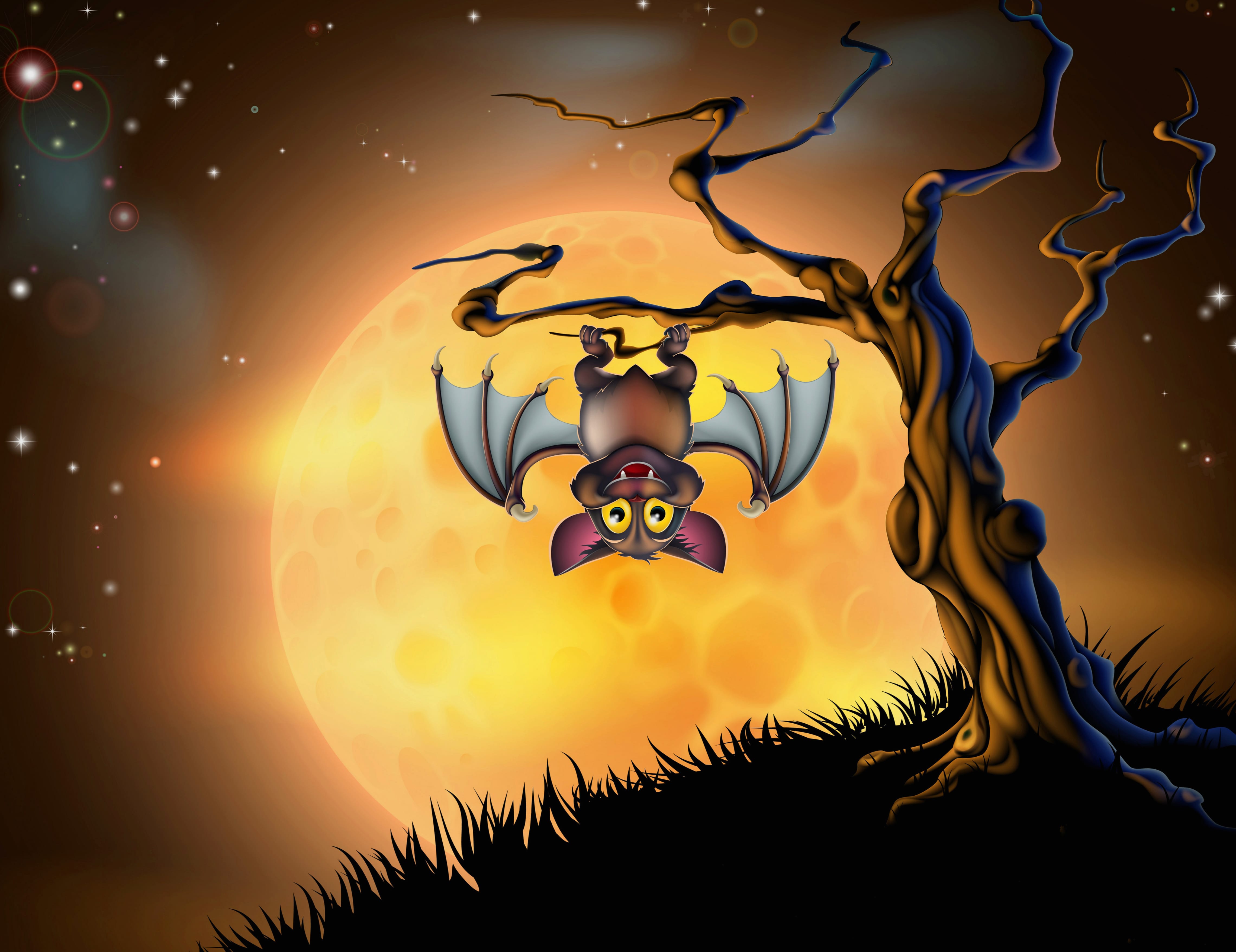 Tree Bat Holiday Halloween wallpapers HD quality