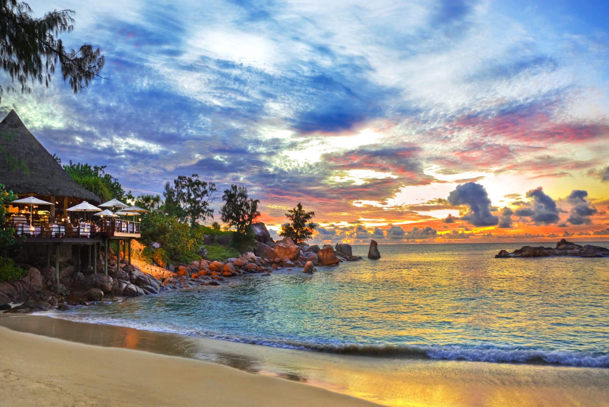 Tropical Seychelles Beach of Paradise at 2560 x 1440 HD size wallpapers HD quality