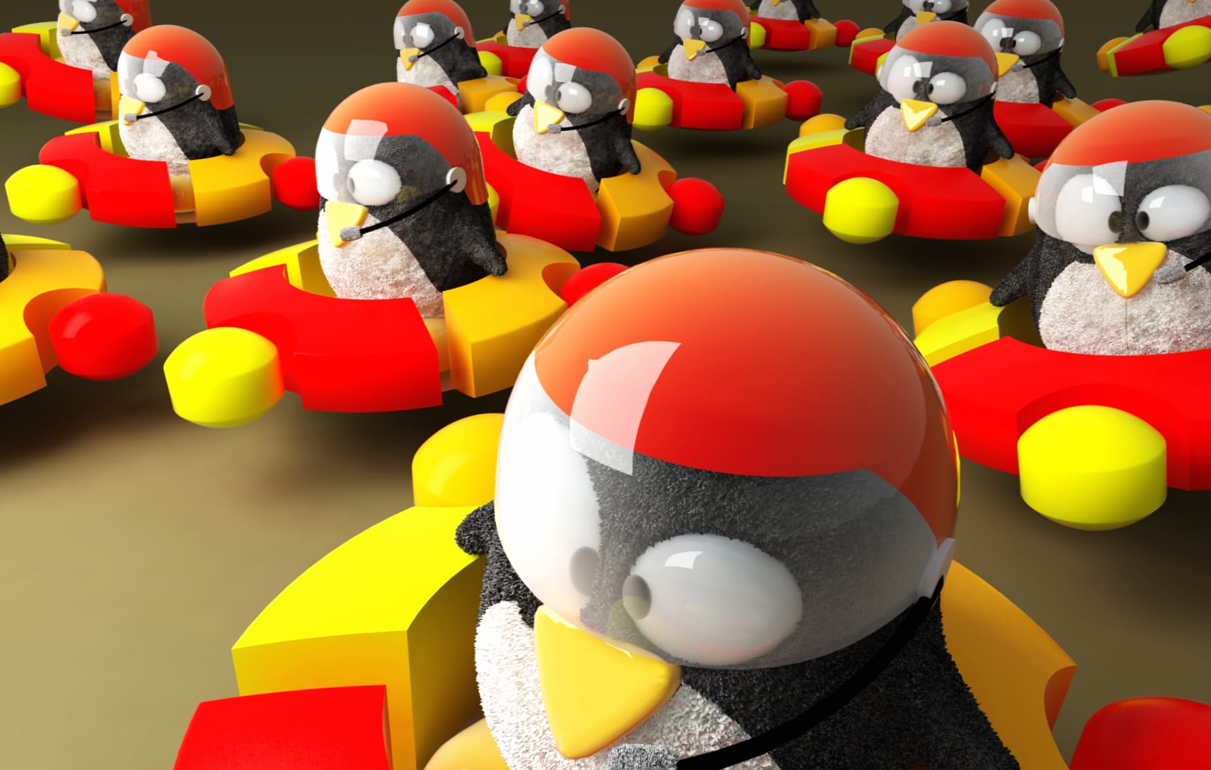 Ubuntu Technology Racing Penguins in Action at 320 x 480 iPhone size wallpapers HD quality