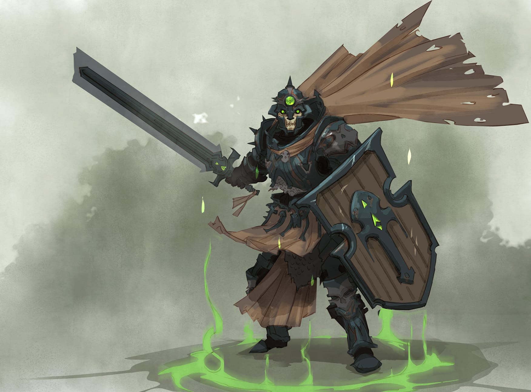 Undead Dark Warrior with Sword and Shield - wallpapers HD Undead Dark Warrior with Sword and Shield - wallpapers HD quality