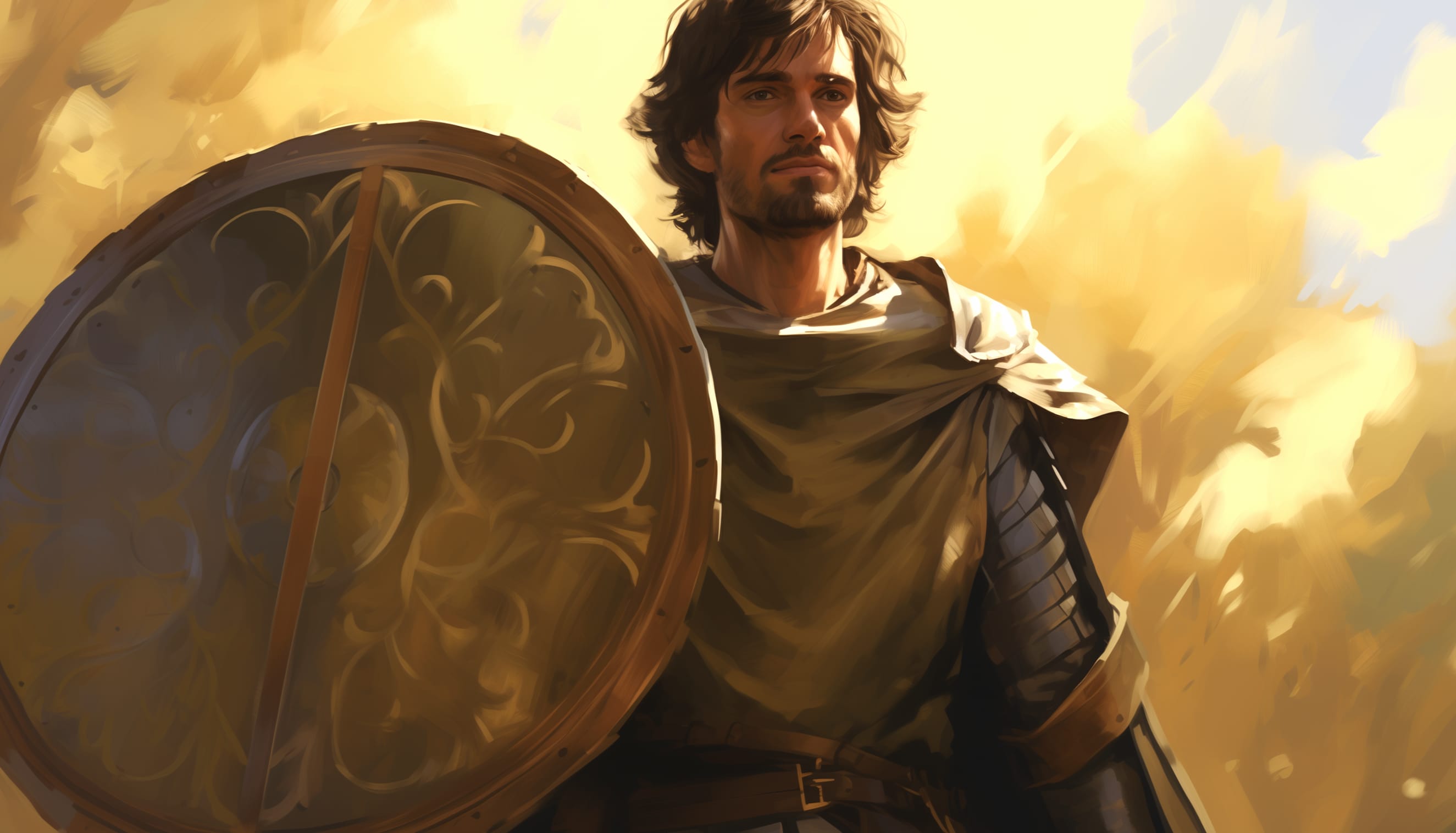 Valiant Warrior with Shield at 320 x 480 iPhone size wallpapers HD quality