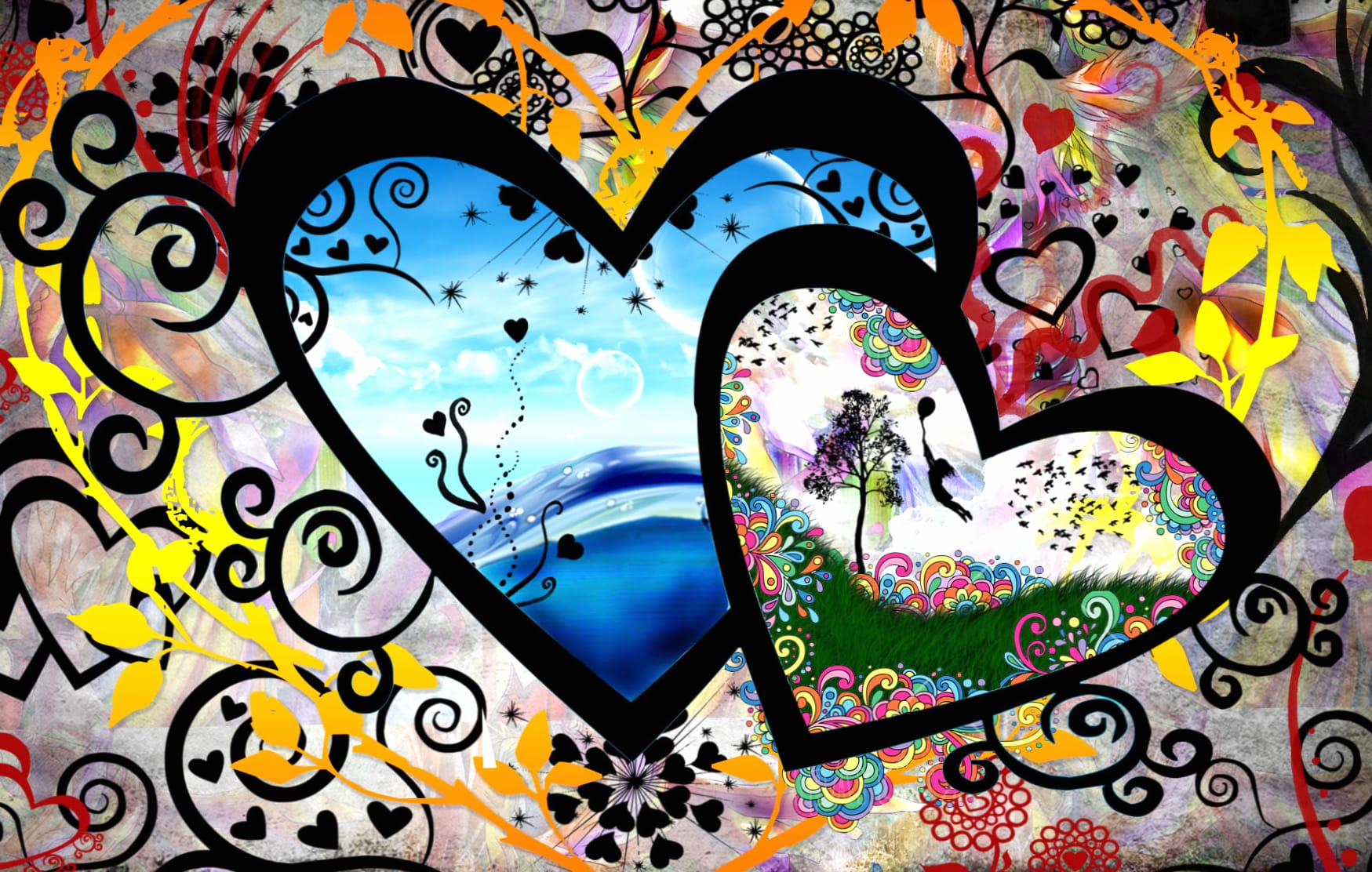 Vibrant Heart Love - wallpapers HD quality