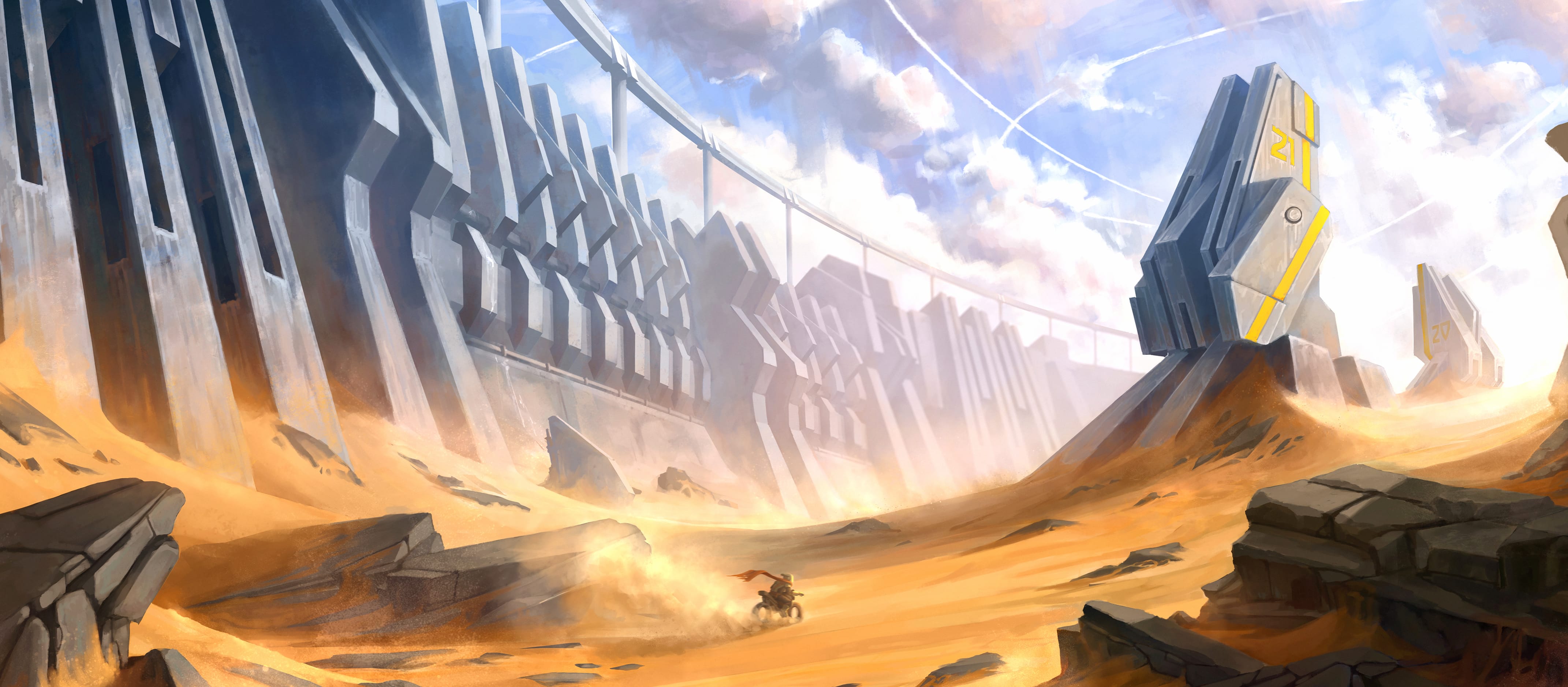 Wall Sand Desert Sci Fi Landscape at 1600 x 1200 size wallpapers HD quality