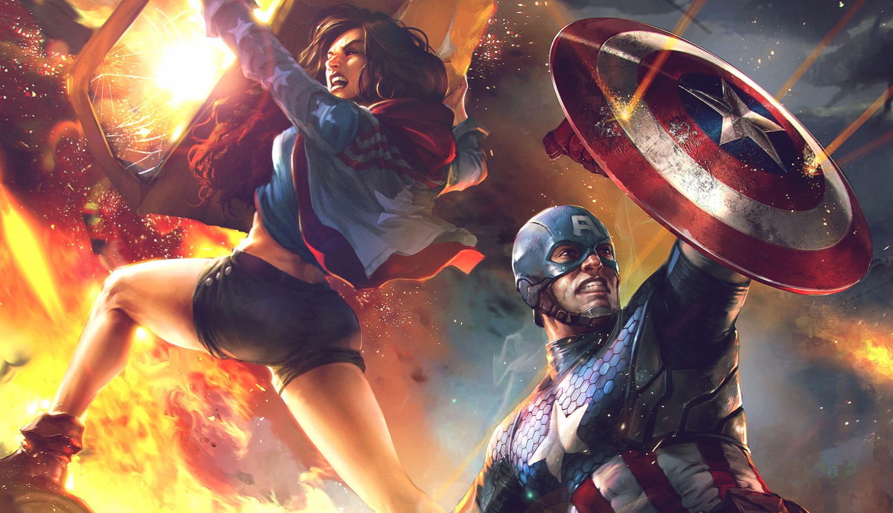 Warrior Duo America Chavez & Captain America wallpapers HD quality