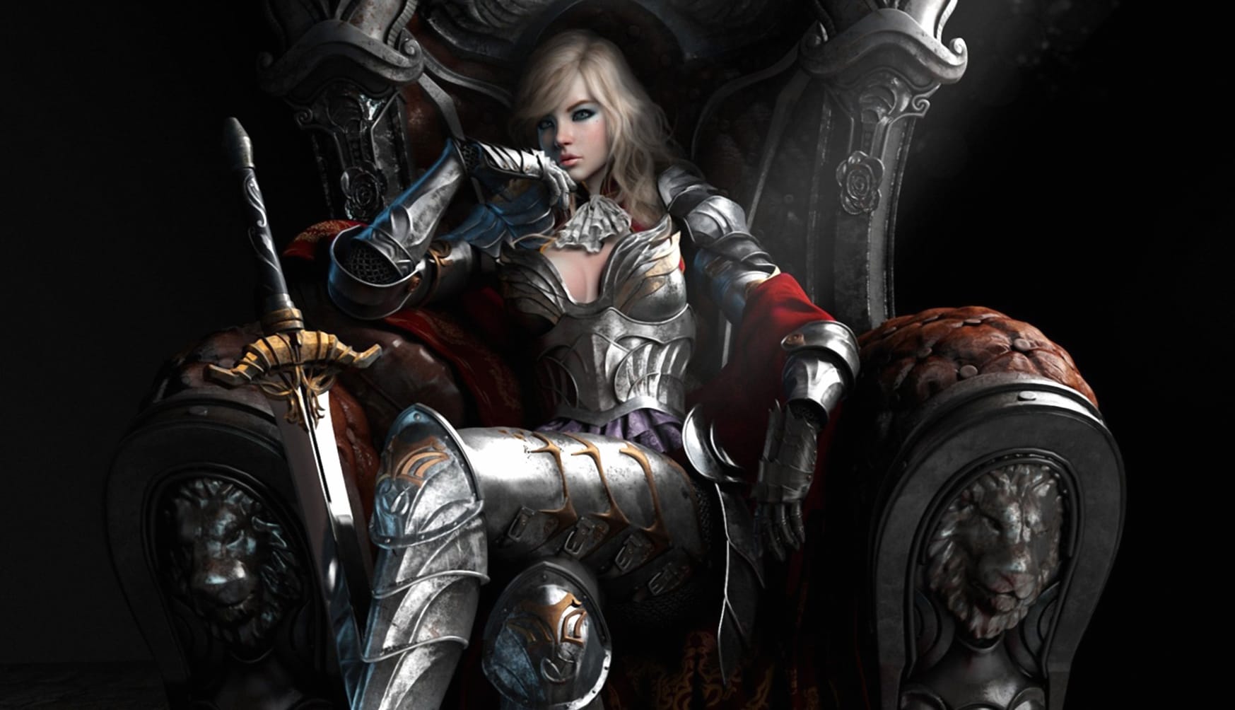 Warrior Queen on Throne - Fantasy at 1600 x 1200 size wallpapers HD quality