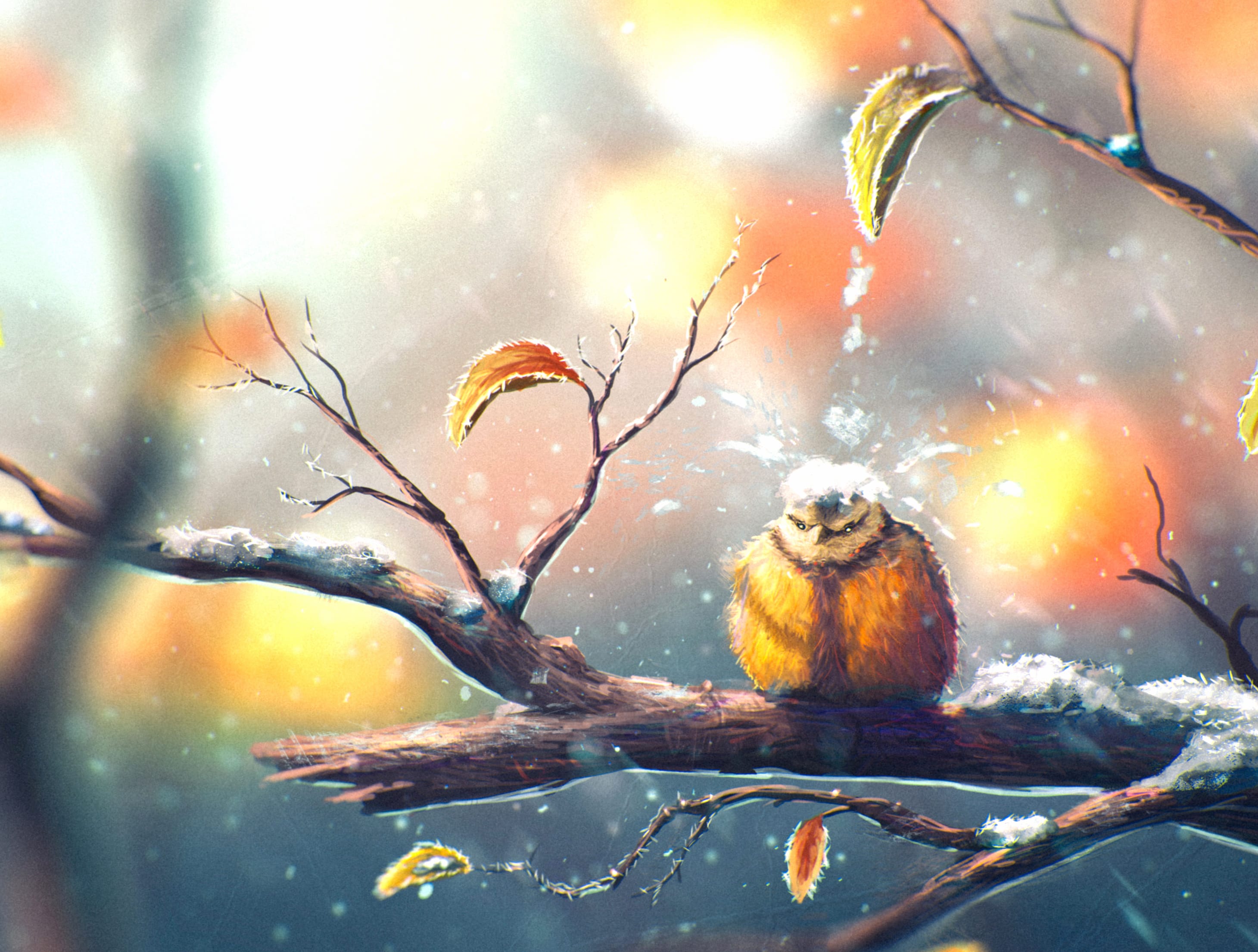 Whimsical Winter Bird - Artistic wallpapers HD quality