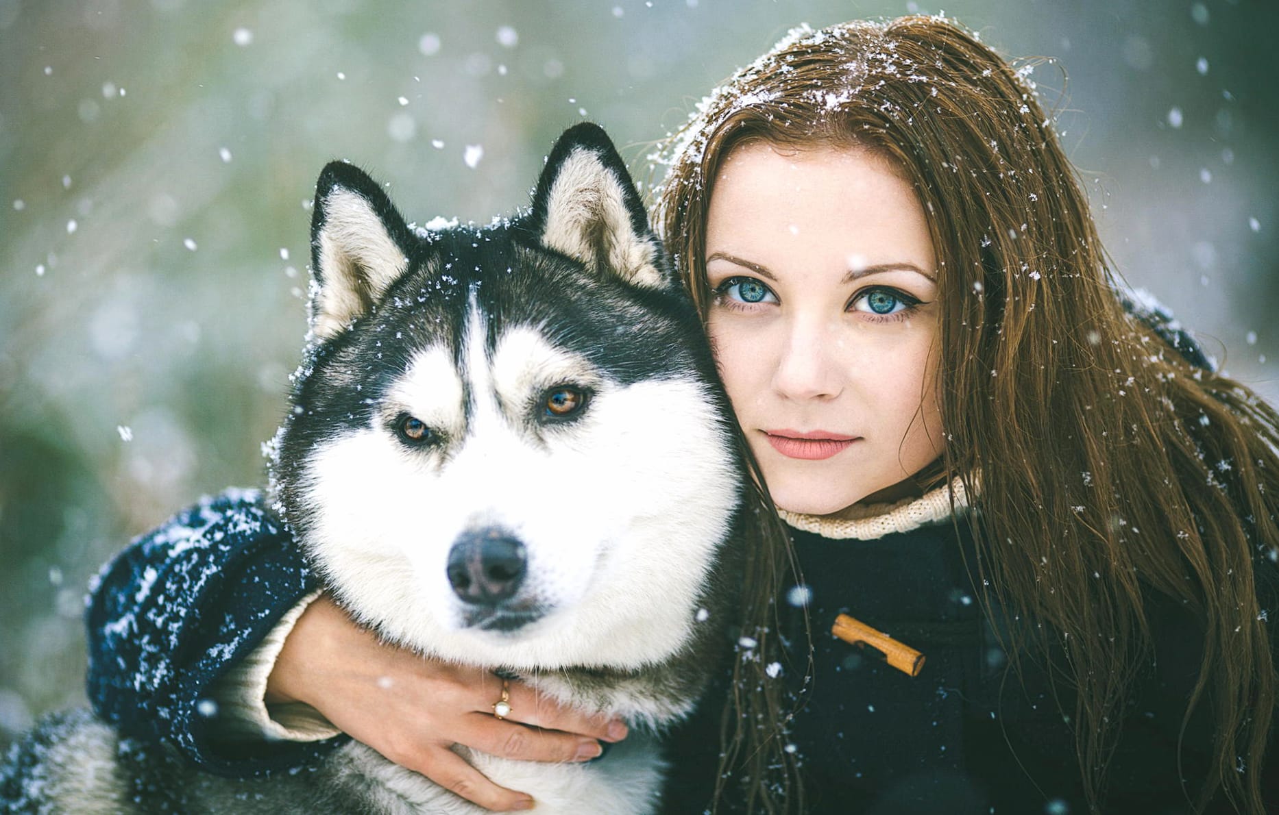 Winter Bond Model and Husky wallpapers HD quality