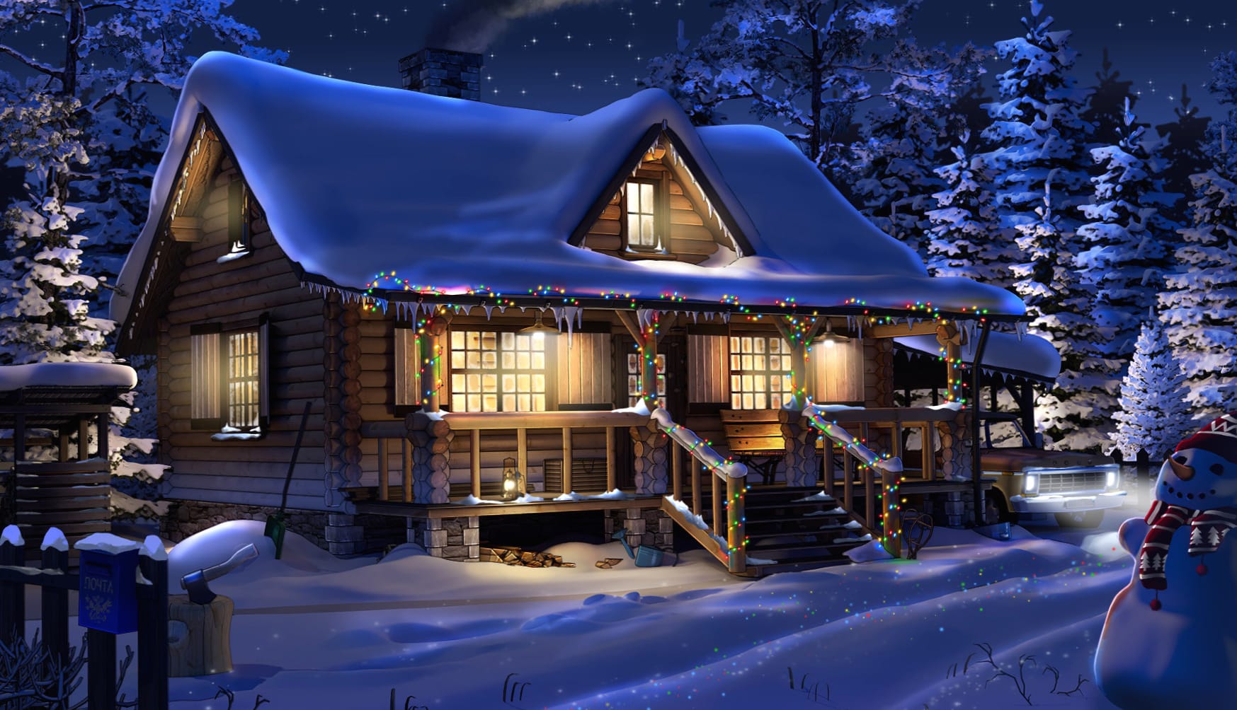 Winter Cabin Wonderland HD Christmas Wallpaper wallpapers HD quality