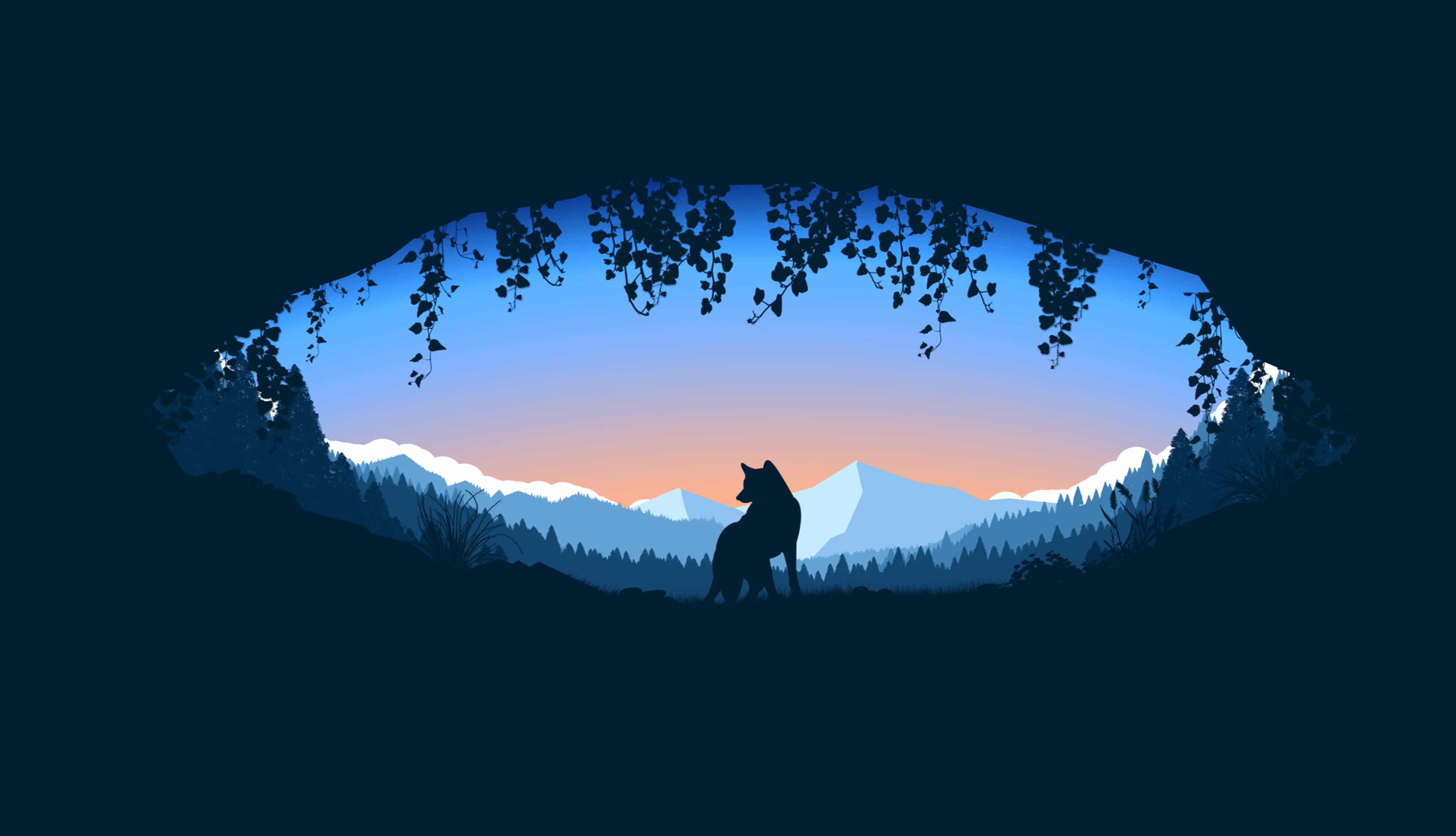 Wolf in the Cave - at 320 x 480 iPhone size wallpapers HD quality