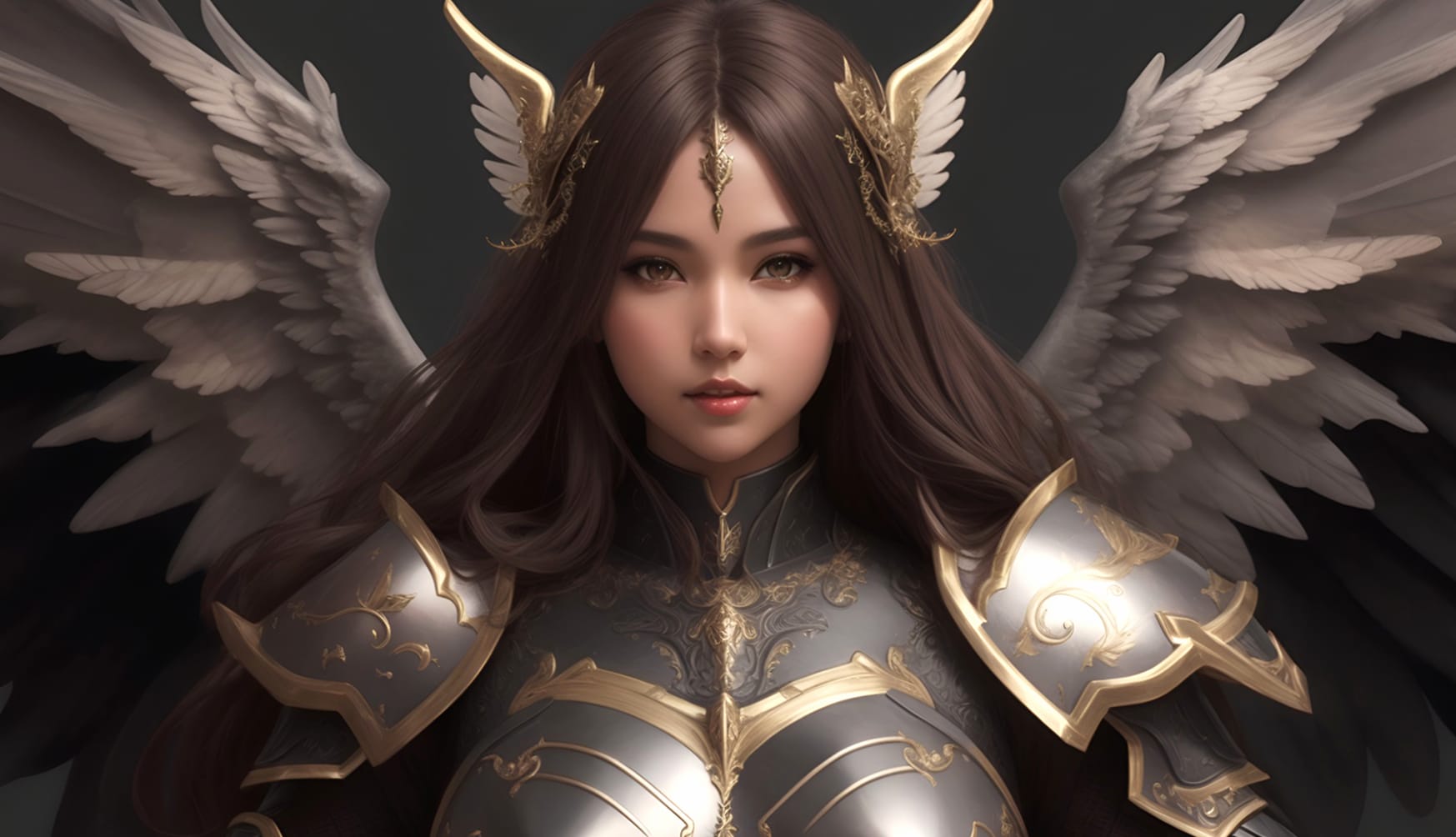 Woman Fantasy Armor Brown Hair Wings wallpapers HD quality