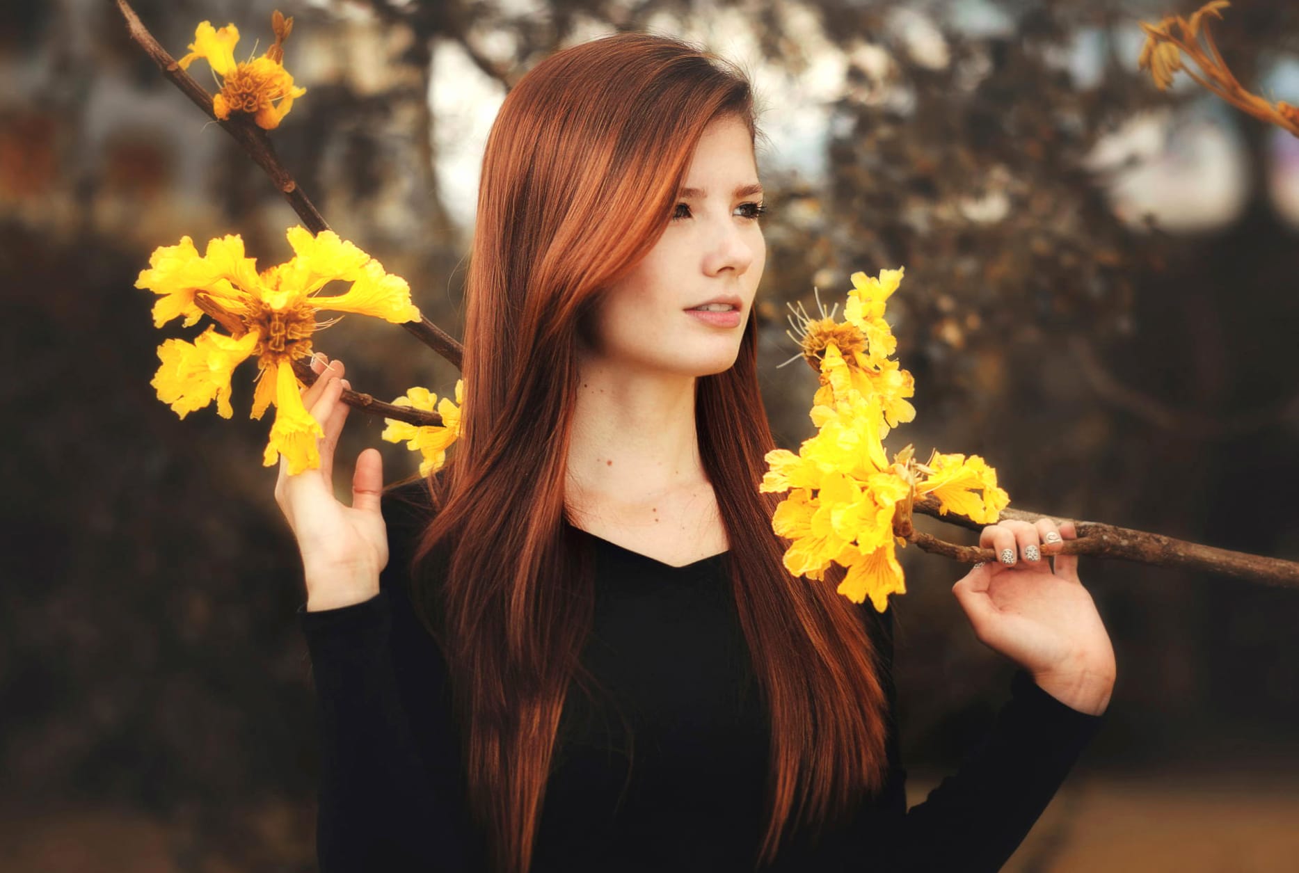 Woman in Flowering Mood - wallpapers HD quality