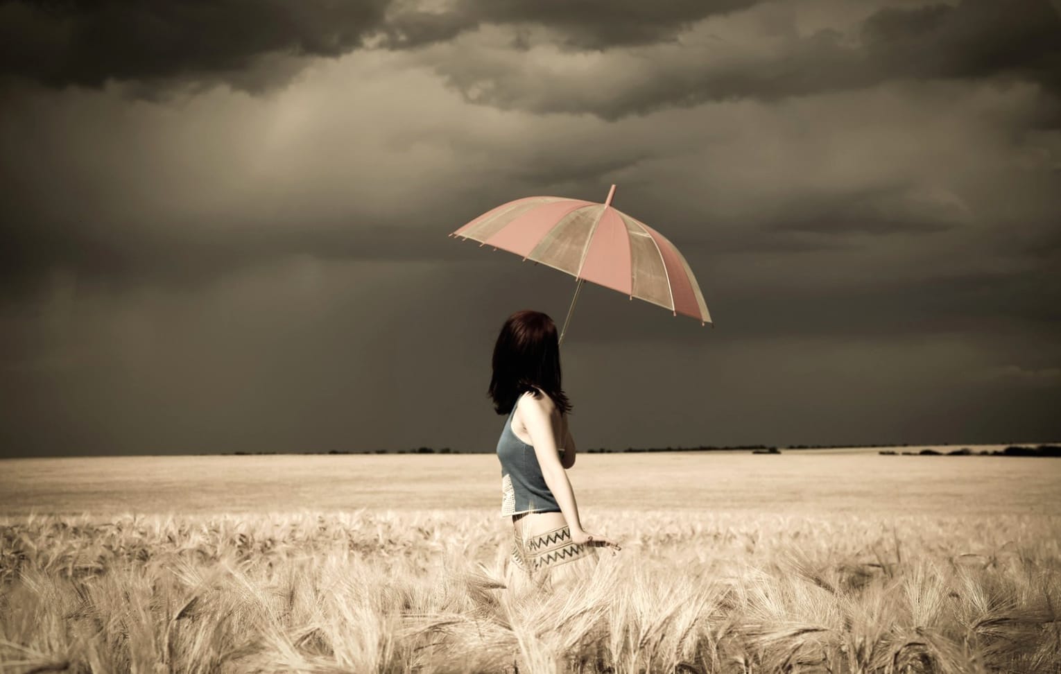 Woman Under Stormy Skies - Mood wallpapers HD quality